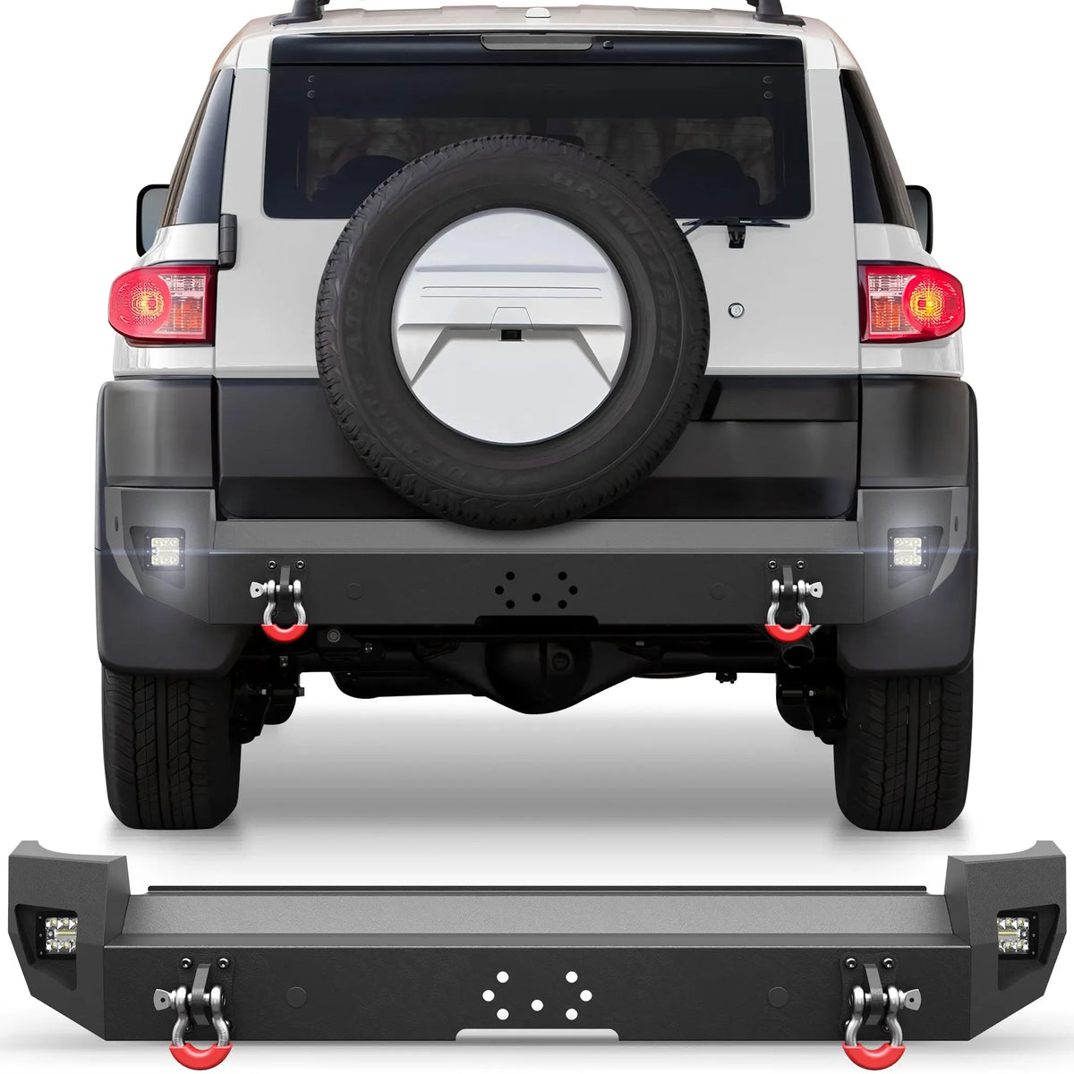 Aftermarket Bumper For 2007-2008-2009-2010-2011-2012-2013-2014 Toyota FJ Cruiser Rear Bumper Car Steel Bumper Heavy Duty Construction - POFENZE