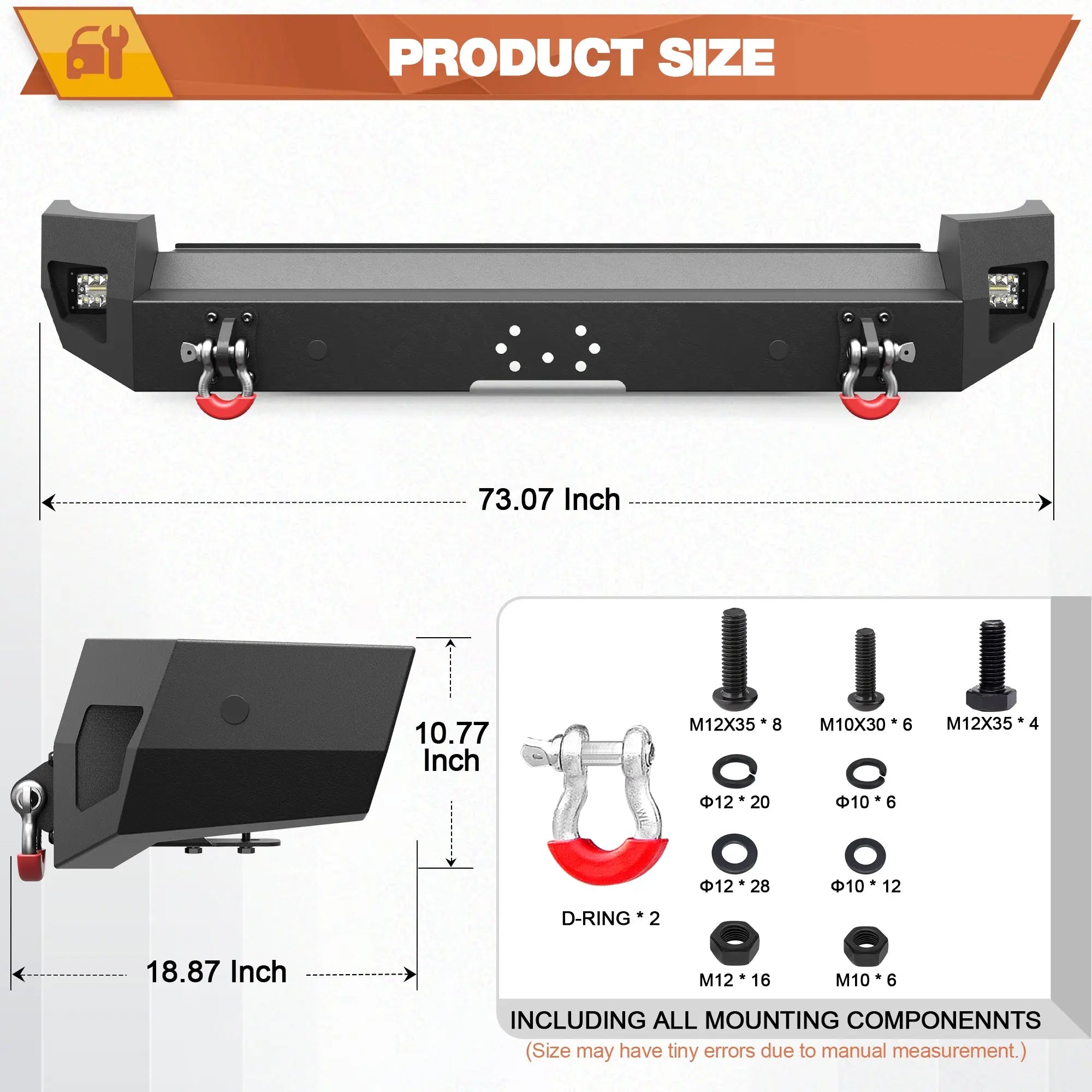 Aftermarket Bumper For 2007-2008-2009-2010-2011-2012-2013-2014 Toyota FJ Cruiser Rear Bumper Car Steel Bumper Heavy Duty Construction - POFENZE