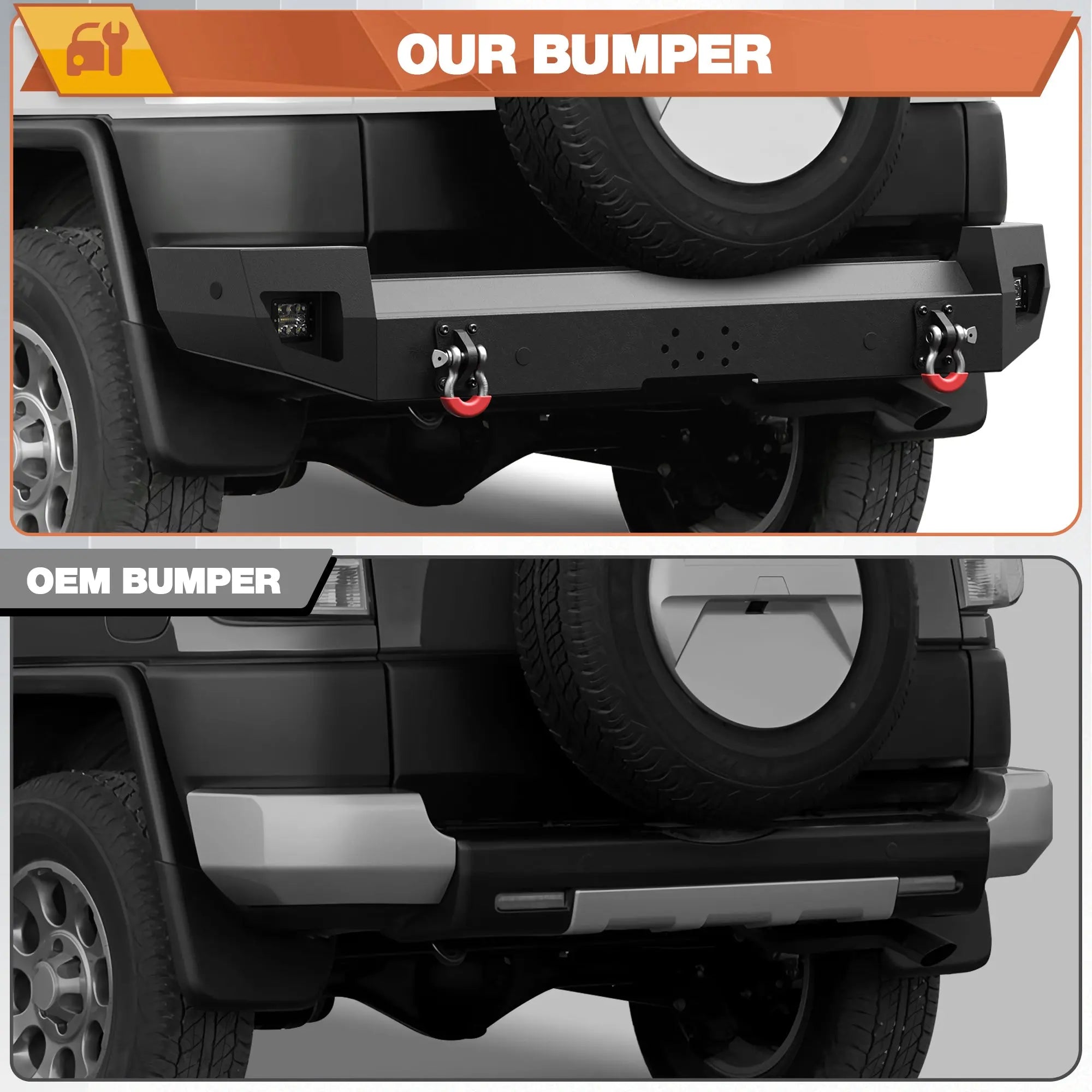 Aftermarket Bumper For 2007-2008-2009-2010-2011-2012-2013-2014 Toyota FJ Cruiser Rear Bumper Car Steel Bumper Heavy Duty Construction - POFENZE