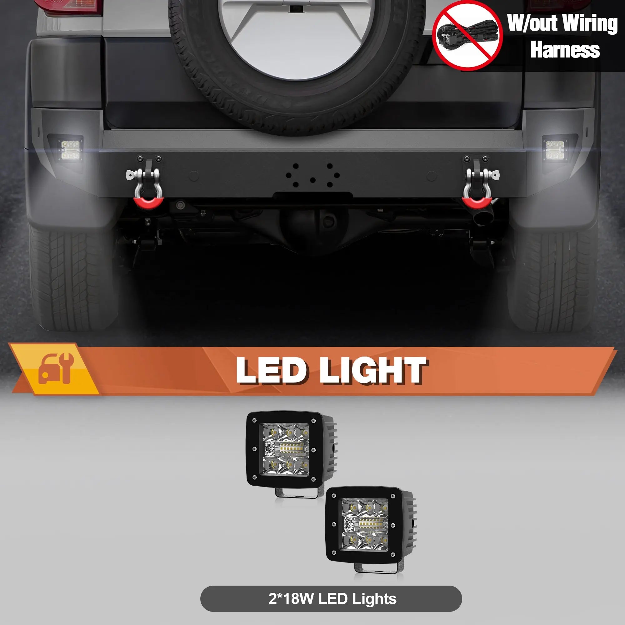 Aftermarket Bumper For 2007-2008-2009-2010-2011-2012-2013-2014 Toyota FJ Cruiser Rear Bumper Car Steel Bumper Heavy Duty Construction - POFENZE