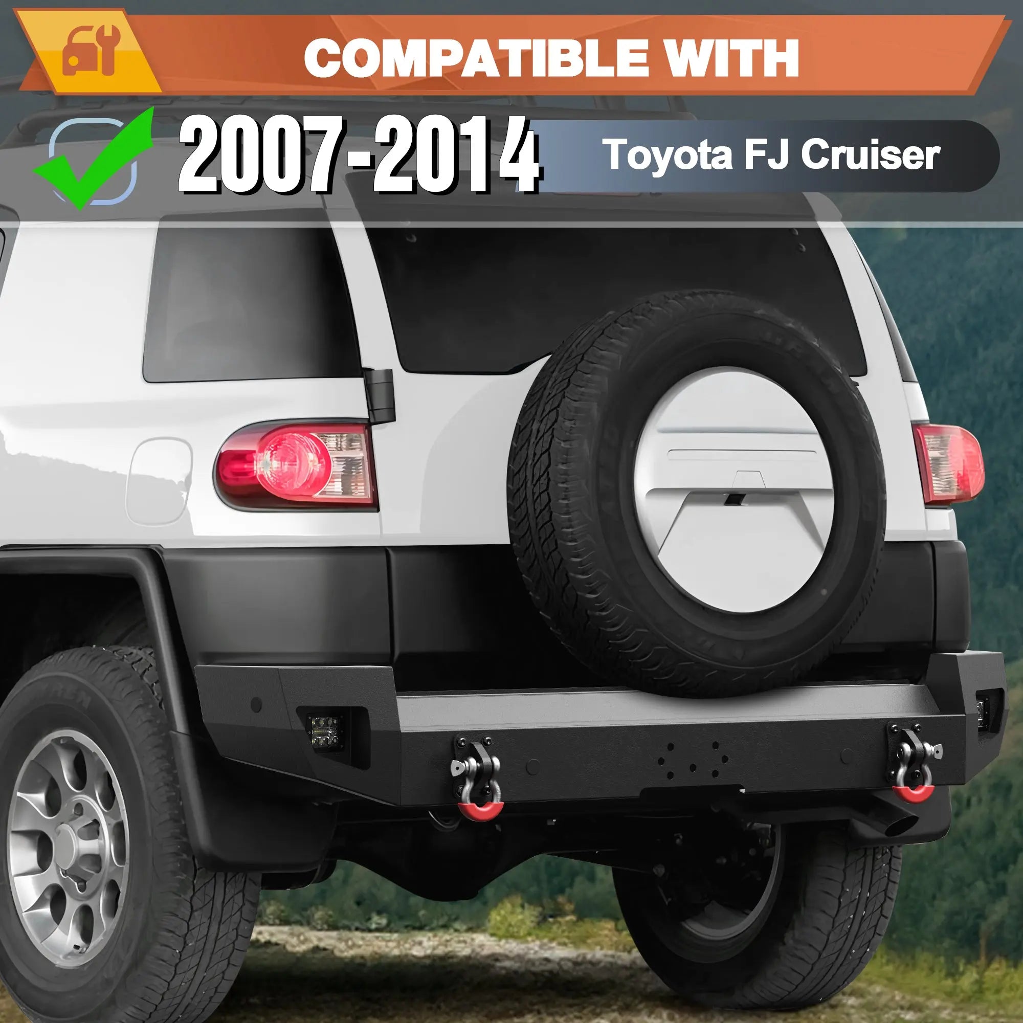 Aftermarket Bumper For 2007-2008-2009-2010-2011-2012-2013-2014 Toyota FJ Cruiser Rear Bumper Car Steel Bumper Heavy Duty Construction - POFENZE