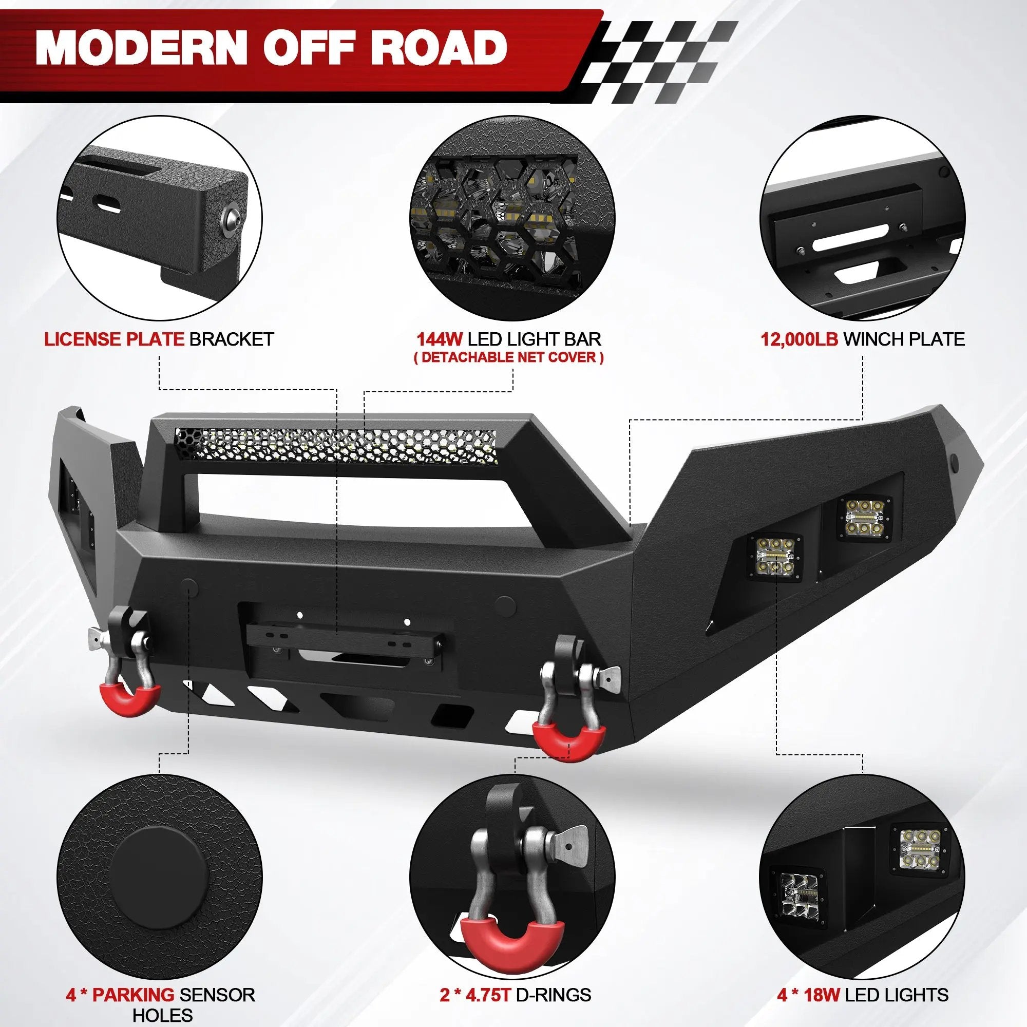 Aftermarket Truck Bumper Front Bumper for Chevrolet Colorado 2015-2022 (Exclude ZR2) - POFENZE