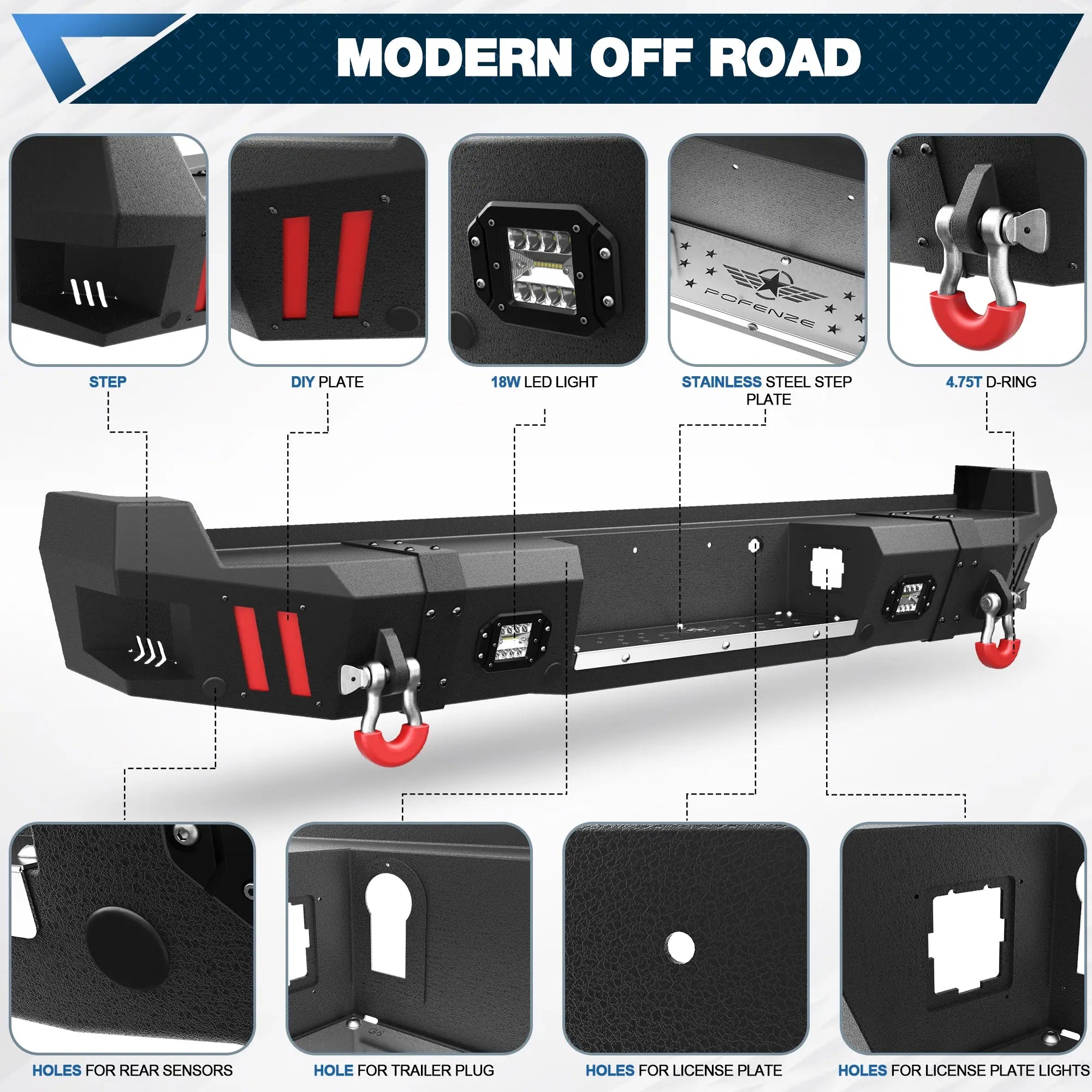 Aftermarket Truck Bumpers Rear Bumper for 2017-2025 Ford F250/F350/F450 - POFENZE