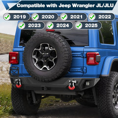 Aftermarket Truck Bumpers Rear Bumper for 2019-2025 Jeep Wrangler JL JLU