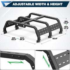 Bed Rack for 2005-2025 Toyota Tacoma w/Bed Rails Adjustable Height