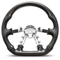 Carbon Fiber Steering Wheel Compatible for Chevy Corvette C5 1997-2004 D-shaped Nappa Perforated Leather Flat-bottom Steering Wheel Grip Hand-Stitched POFENZE
