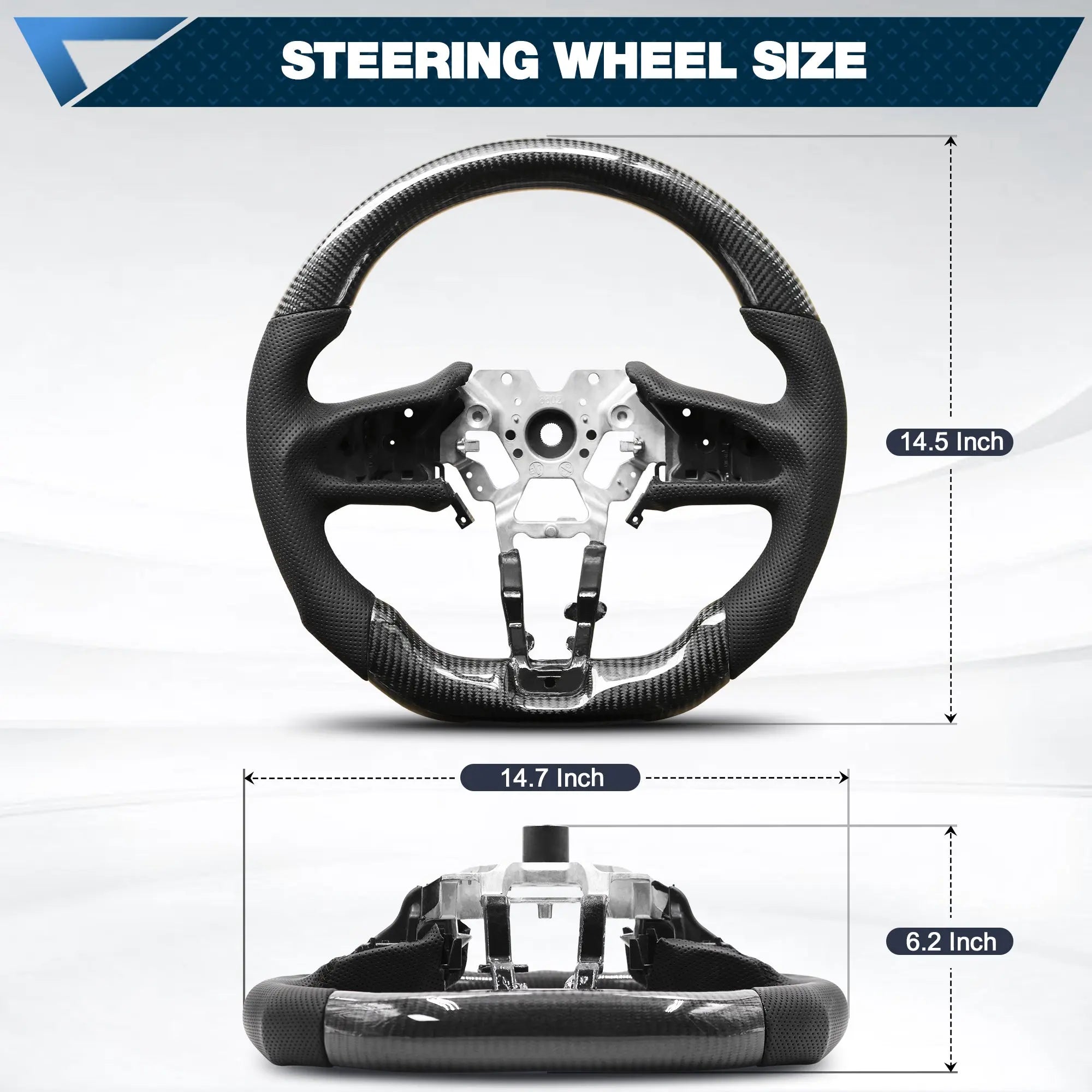Carbon Fiber Steering Wheel For Infiniti Q60 2017-2022 D-shaped Nappa Perforated Leather Flat-bottom Steering Wheel POFENZE