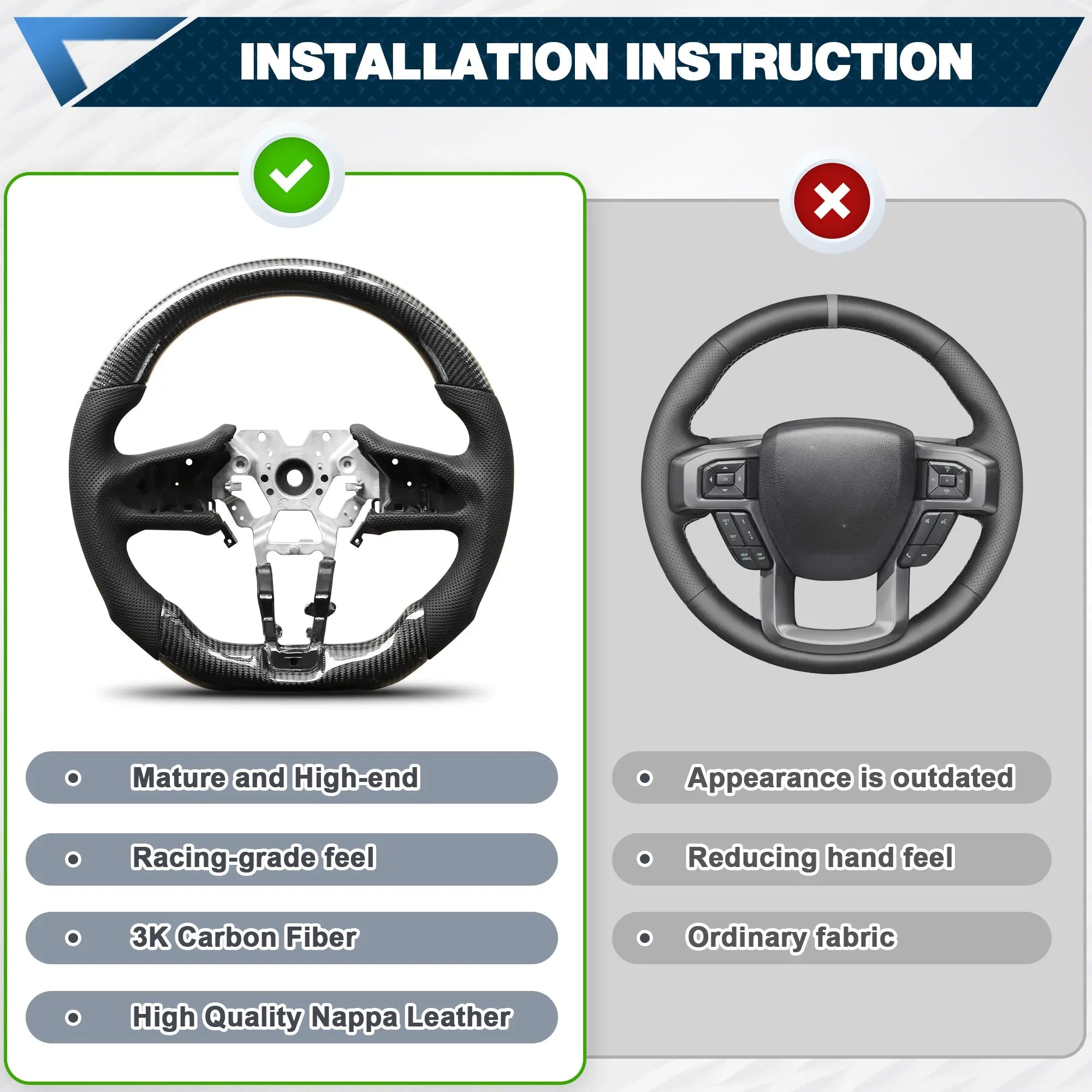 Carbon Fiber Steering Wheel For Infiniti Q60 2017-2022 D-shaped Nappa Perforated Leather Flat-bottom Steering Wheel POFENZE