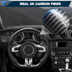 Carbon Fiber Steering Wheel For Mustang EcoBoost/GT/V6/Shelby GT350/GT350R 2015-2017 D-shaped Nappa Perforated Leather Flat-bottom Custom Steering Wheel POFENZE