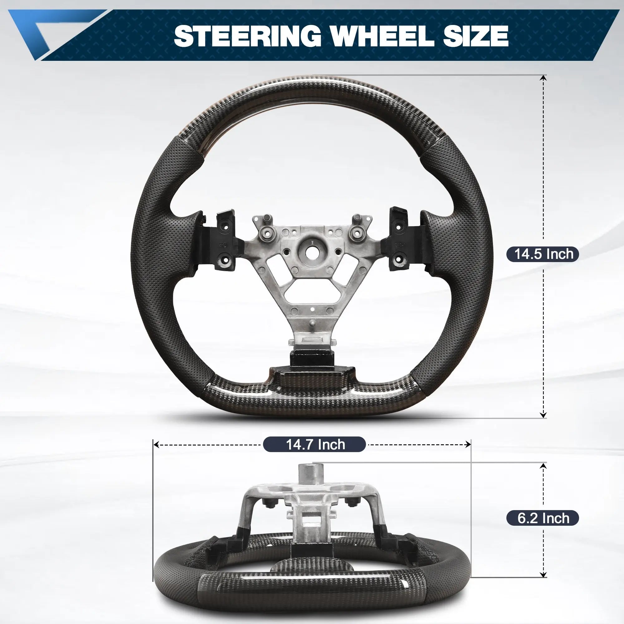 Carbon Fiber Steering Wheel For Nissan 350Z 2003-2009 Nappa Perforated Leather D-shaped Flat-bottom Grip Hand-Stitched Steering Wheel POFENZE