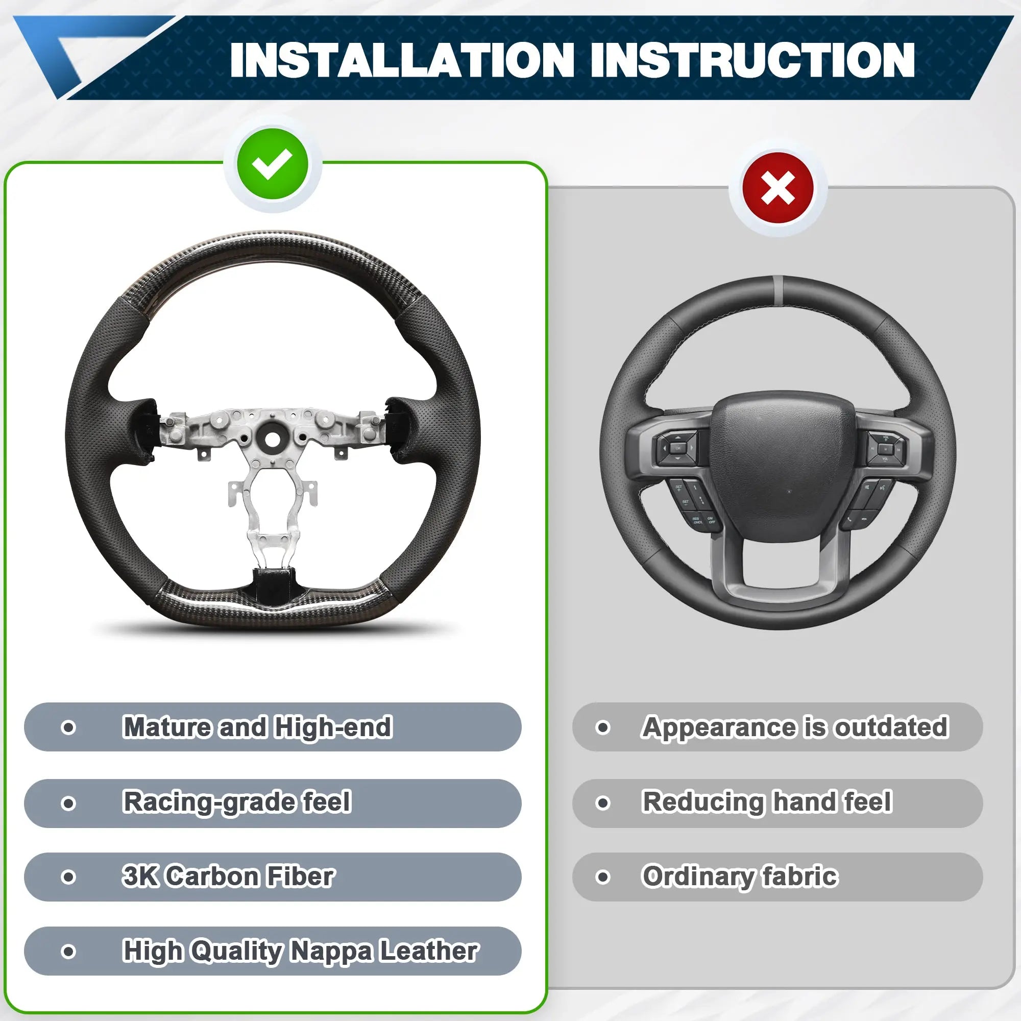 Carbon Fiber Steering Wheel For Nissan 370Z 2008-2020 Nappa Perforated Leather D-shaped Flat-bottom Steering Wheel Grip Hand-Stitched POFENZE