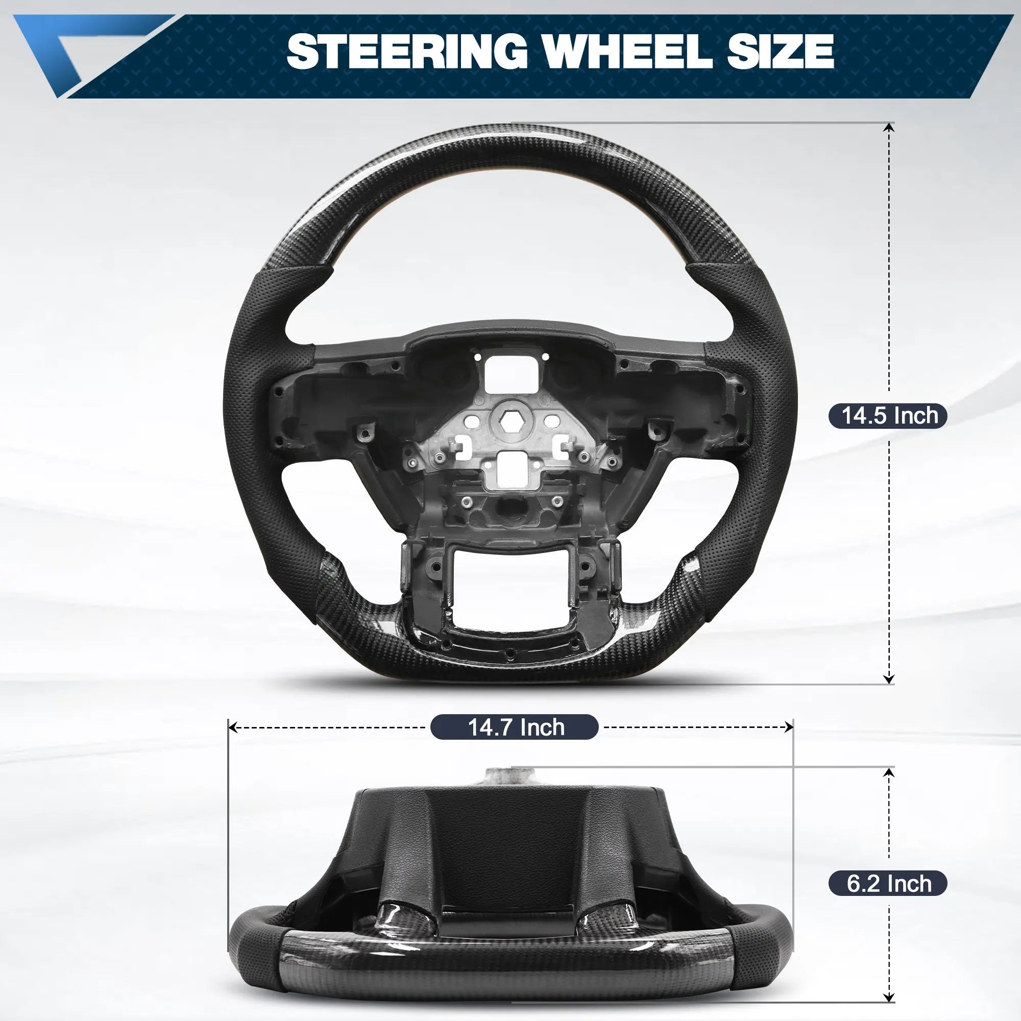 Carbon Fiber Steering Wheel for F150 2015-2020 Models Without Paddle Shifters D-shaped Flat-bottom Steering Wheel Preforated Leather Grip Hand-Stitched for Ford for F150 POFENZE