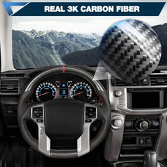 Carbon Fiber Steering Wheel for Toyota FJ CRUISER 2007-2023 Nappa Perforated Leather D-shaped Flat-bottom Steering Wheel Grip Hand-Stitched(Red Line) POFENZE
