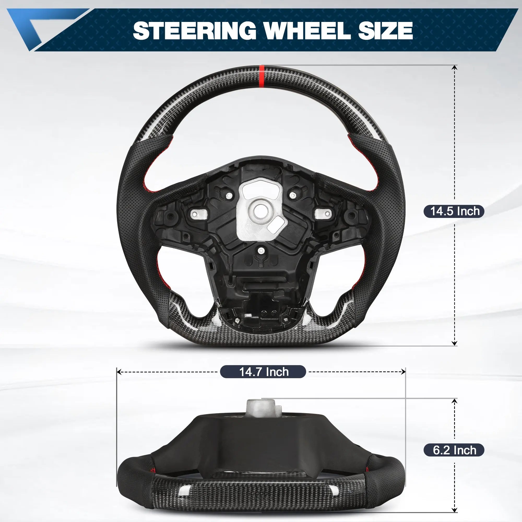 Carbon Fiber Steering Wheel for Toyota GR Supra 2019-2022 D-shaped Nappa Perforated Leather Flat-bottom Custom Steering Wheel(Red Line) POFENZE