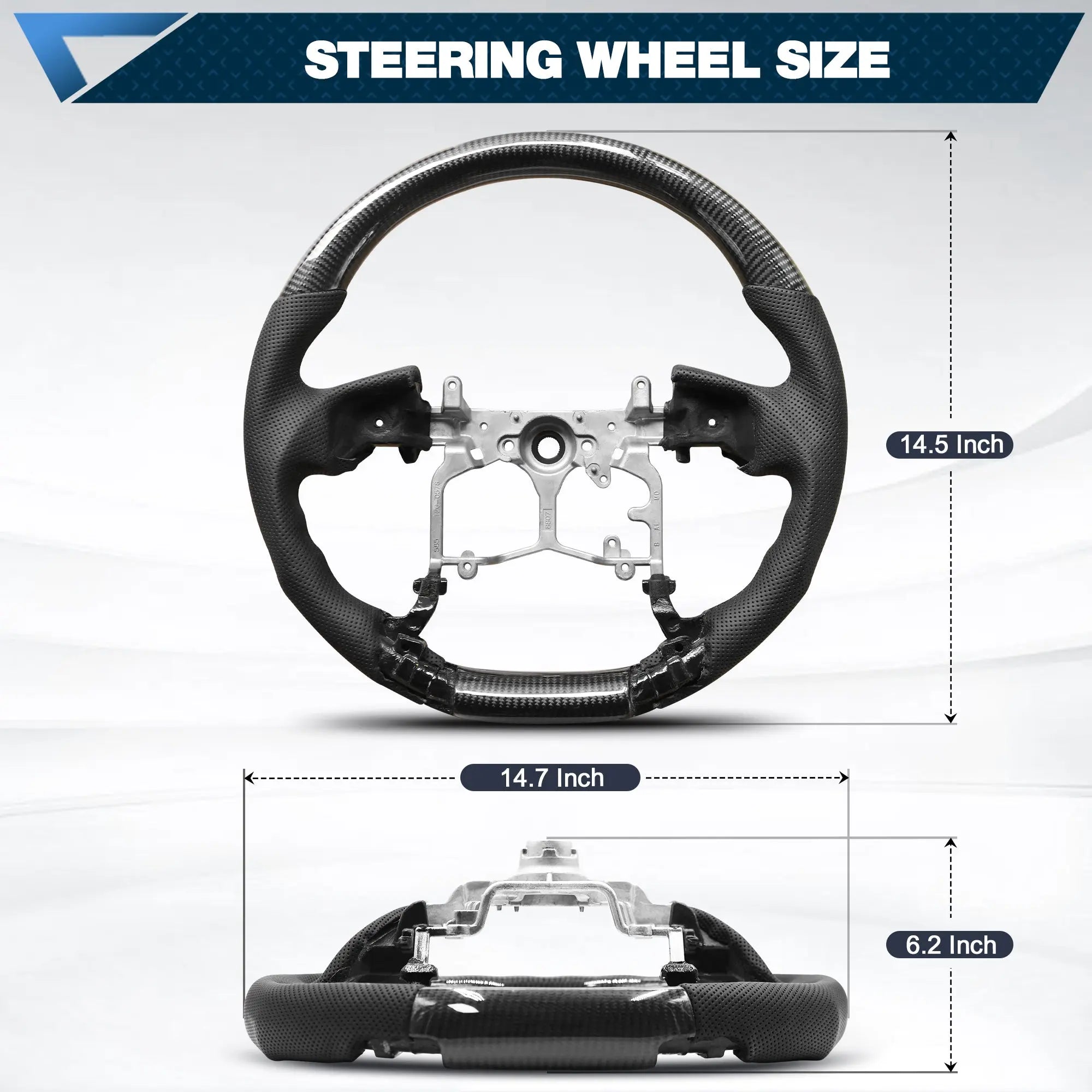 Carbon Fiber Steering Wheel, Custom Steering Wheel with Replacement Part Perforated Leather for Toyota 4Runner 2014-2024/Tacoma 2012-2023/Tundra 2014-2021 POFENZE