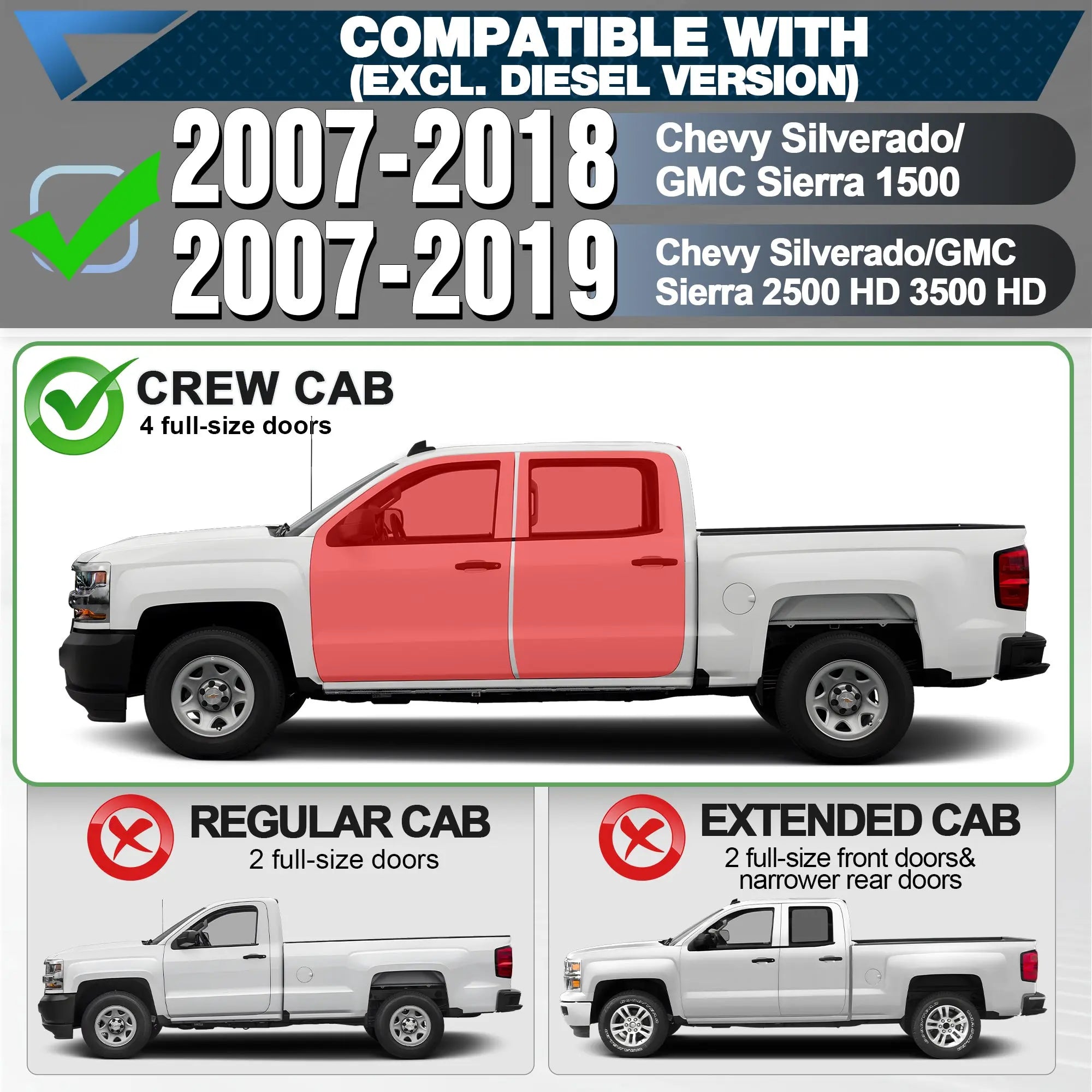 Chevy Silverado / GMC Sierra Running Boards | 2007-2018 1500 & 2007-2019 2500/3500 POFENZE 