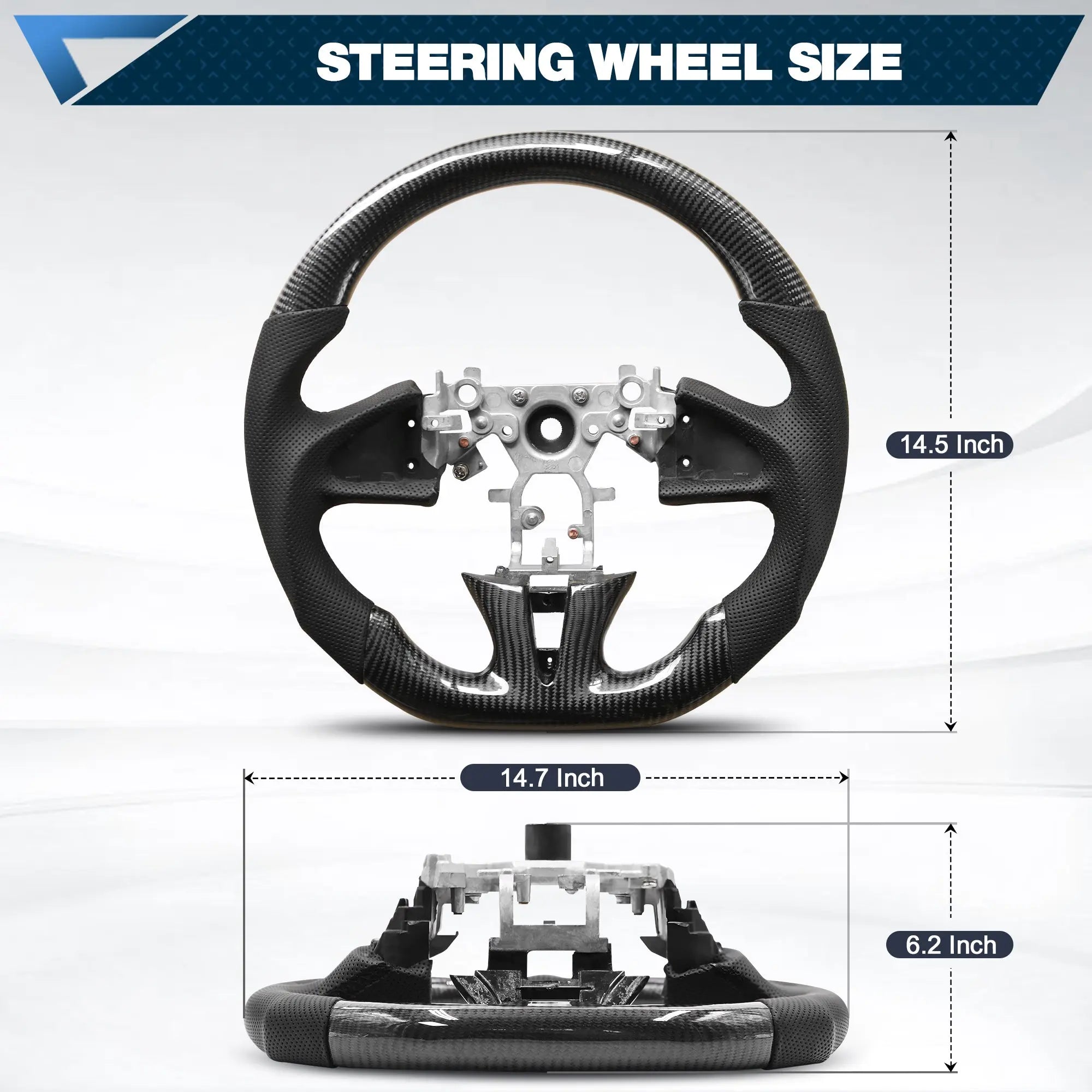 Custom Steering Wheel For Infiniti q50 2014-2017 Carbon Fiber Steering Wheel D-shaped Nappa Perforated Leather Flat-bottom POFENZE