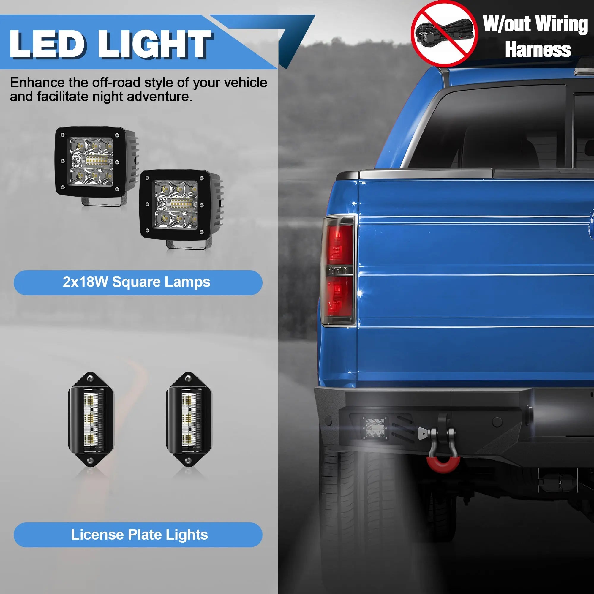 F150 Rear Bumper for 2009-2014 Ford F150 Pickup, w/Step Plate, Fog Lights, License Plate Lights and D-rings (Excluding Raptor) POFENZE