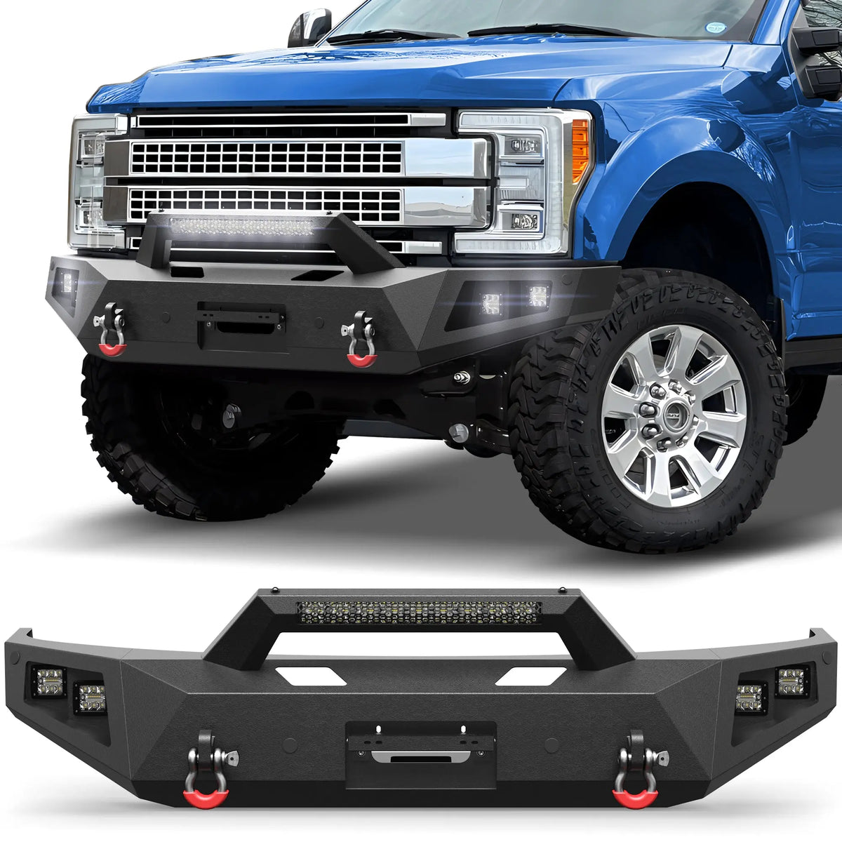 F250 Front Bumper Compatible with 2017-2022 Ford F250 F350 F450 Super Duty with Winch Plate