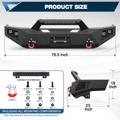 F250 Front Bumper Compatible with 2017-2022 Ford F250 F350 F450 Super Duty with Winch Plate