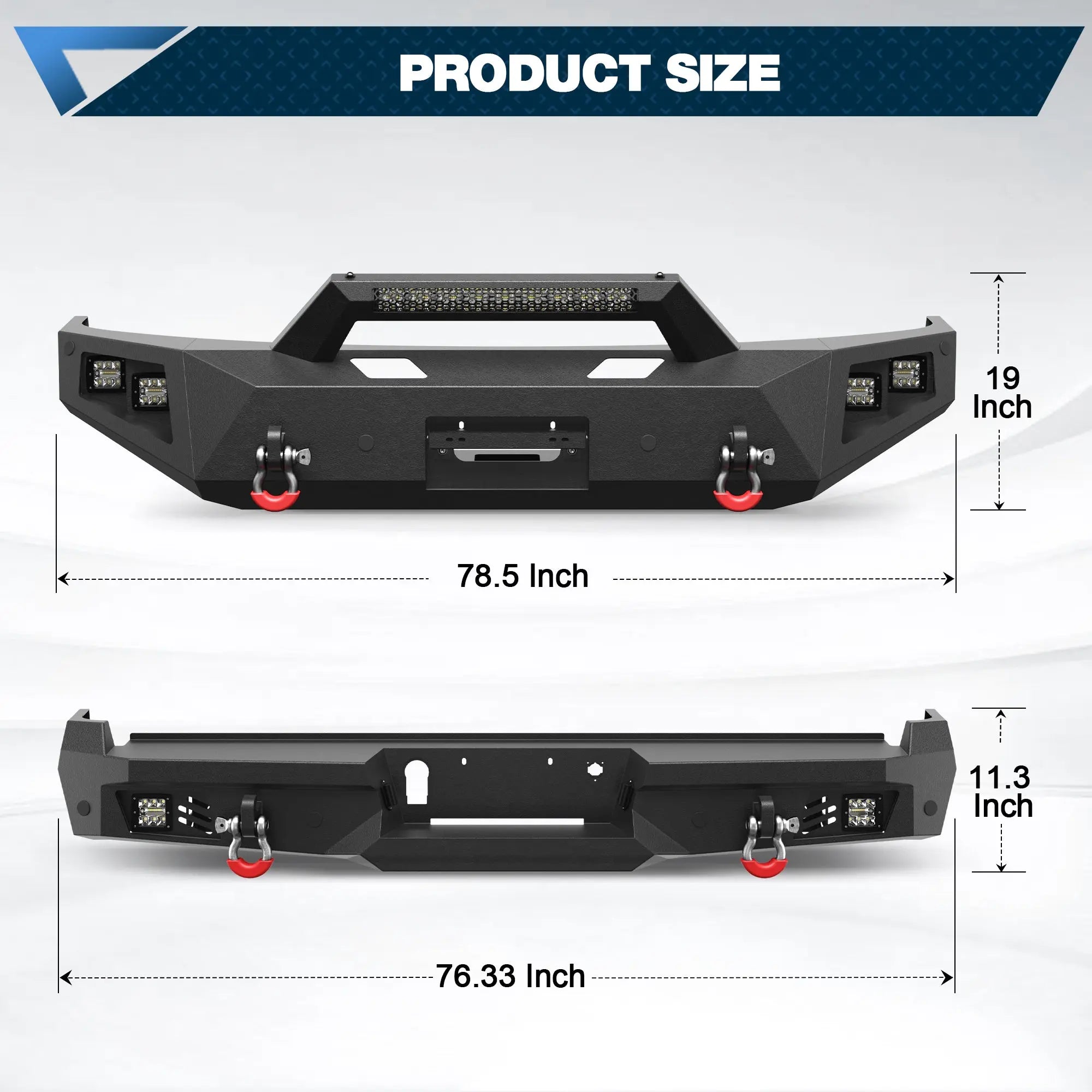 F250 Bumper Front and Rear Bumpers Compatible with 2017-2022 Ford F250 F350 F450 Super Duty with Winch Plate, LED Lights POFENZE 