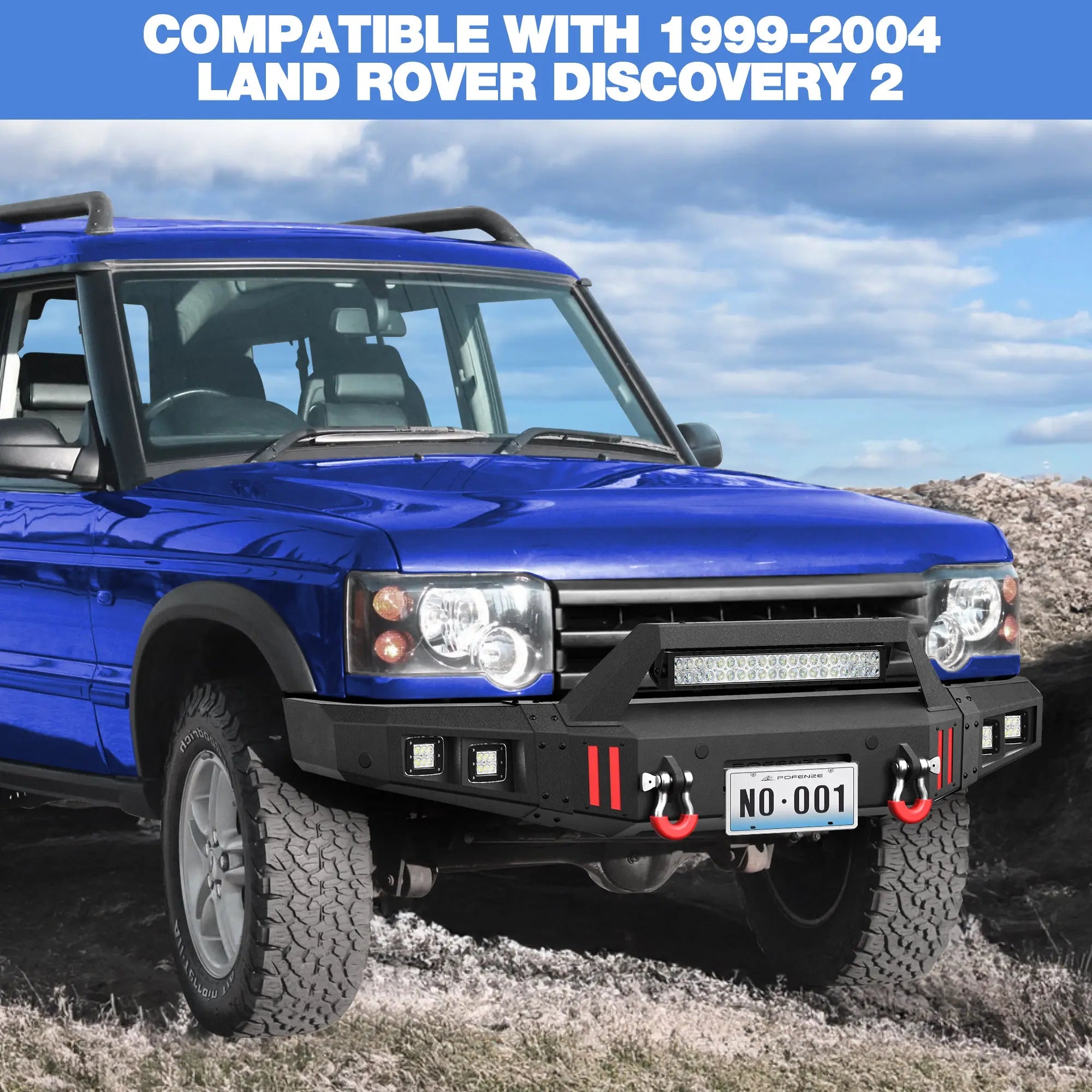 Fits 1999-2004 Land Rover Discovery Series II Front Bumper Off-Road Bumper Equipped with Winch Plate POFENZE