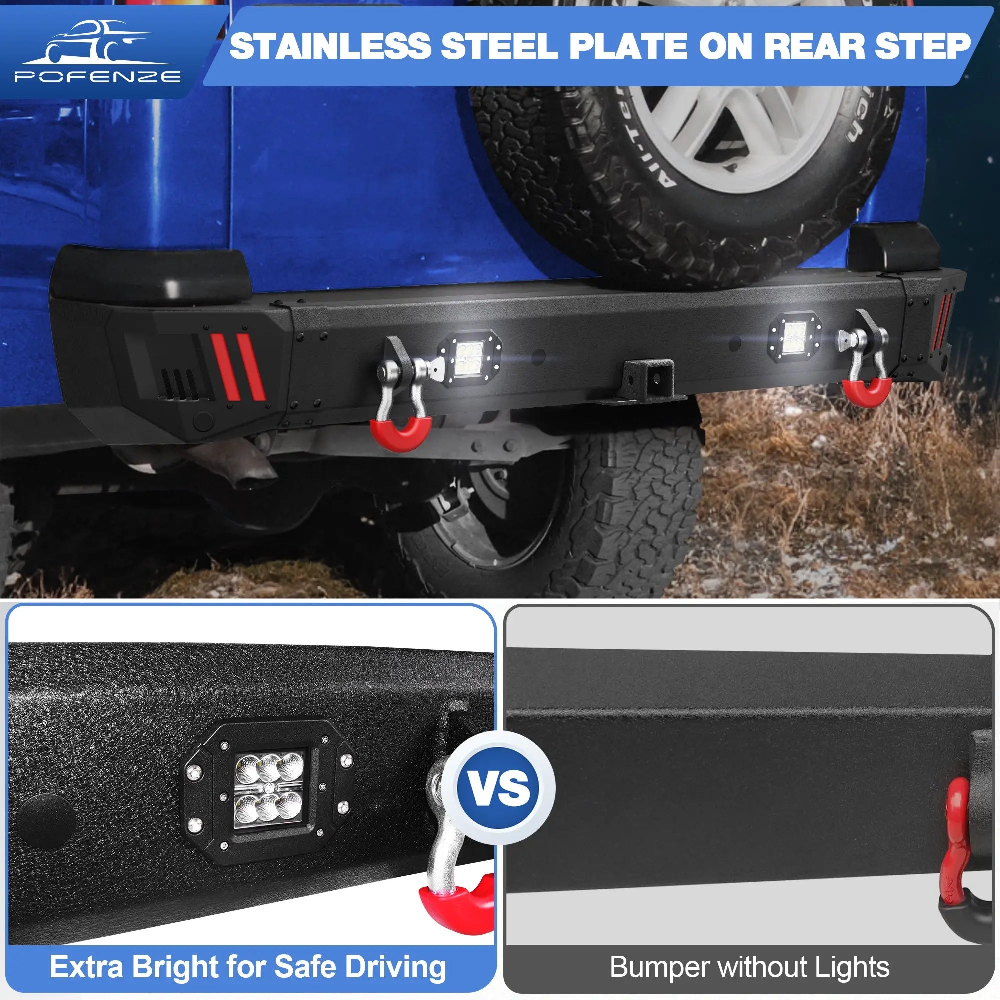Fits 1999-2004 Land Rover Discovery Series II Rear Bumper Offroad Rear Bumper POFENZE