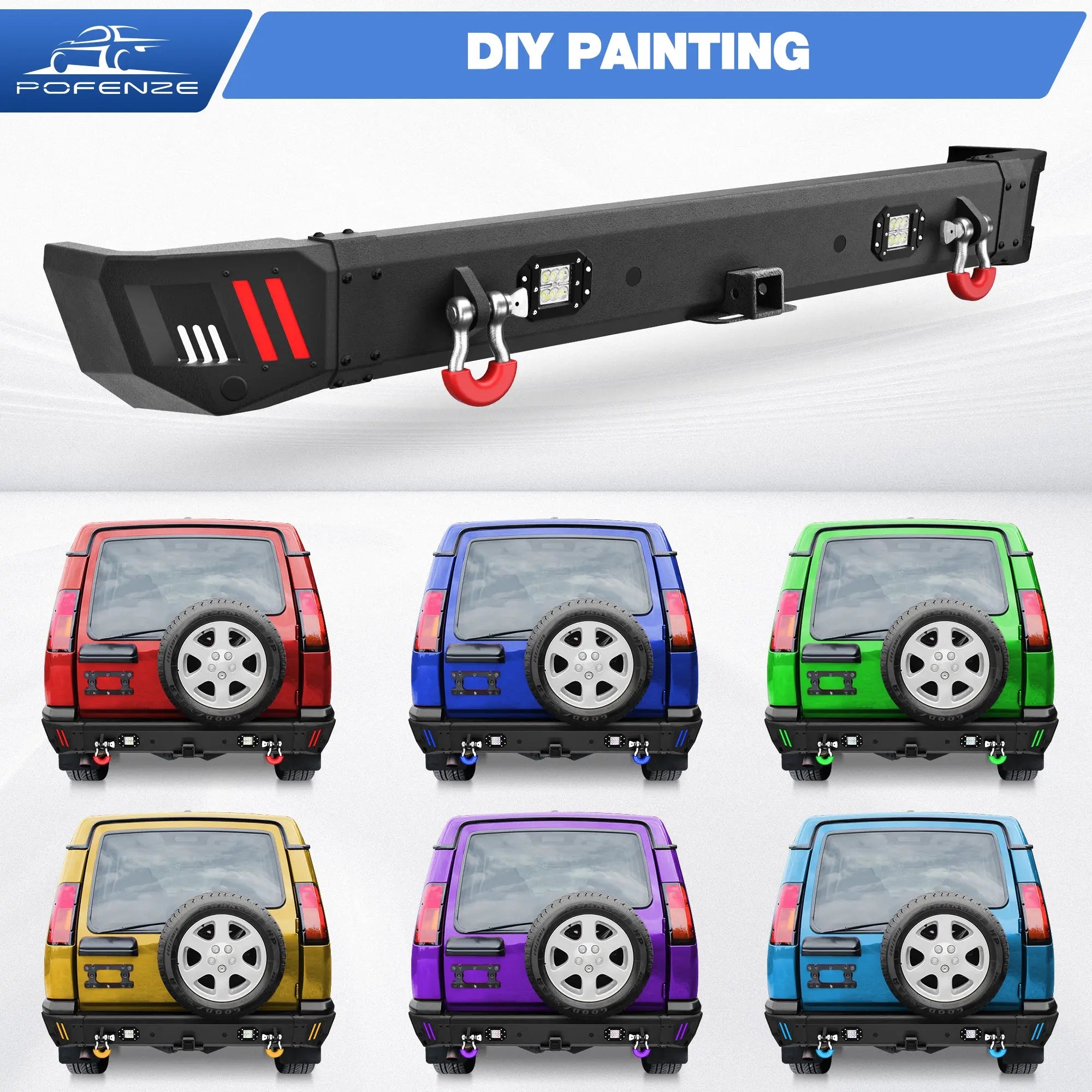 Fits 1999-2004 Land Rover Discovery Series II Rear Bumper Offroad Rear Bumper POFENZE