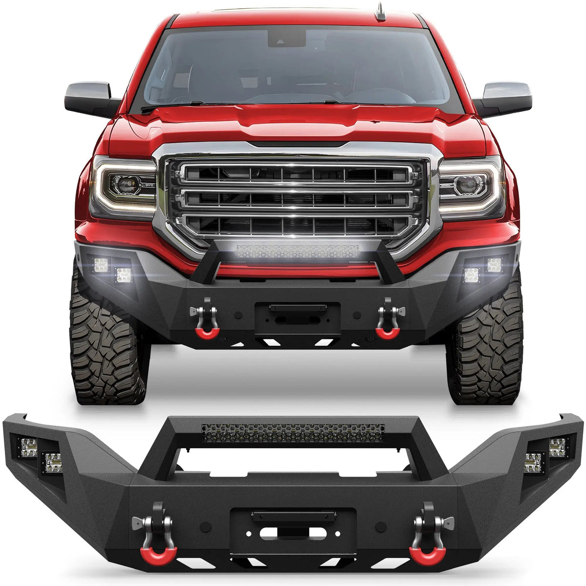 Aftermarket Truck Bumpers Fits 2016 2017 2018 GMC Sierra 1500 Front Bumper with Winch Plate - POFENZE