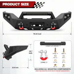 Aftermarket Truck Bumpers Fits 2016 2017 2018 GMC Sierra 1500 Front Bumper with Winch Plate - POFENZE