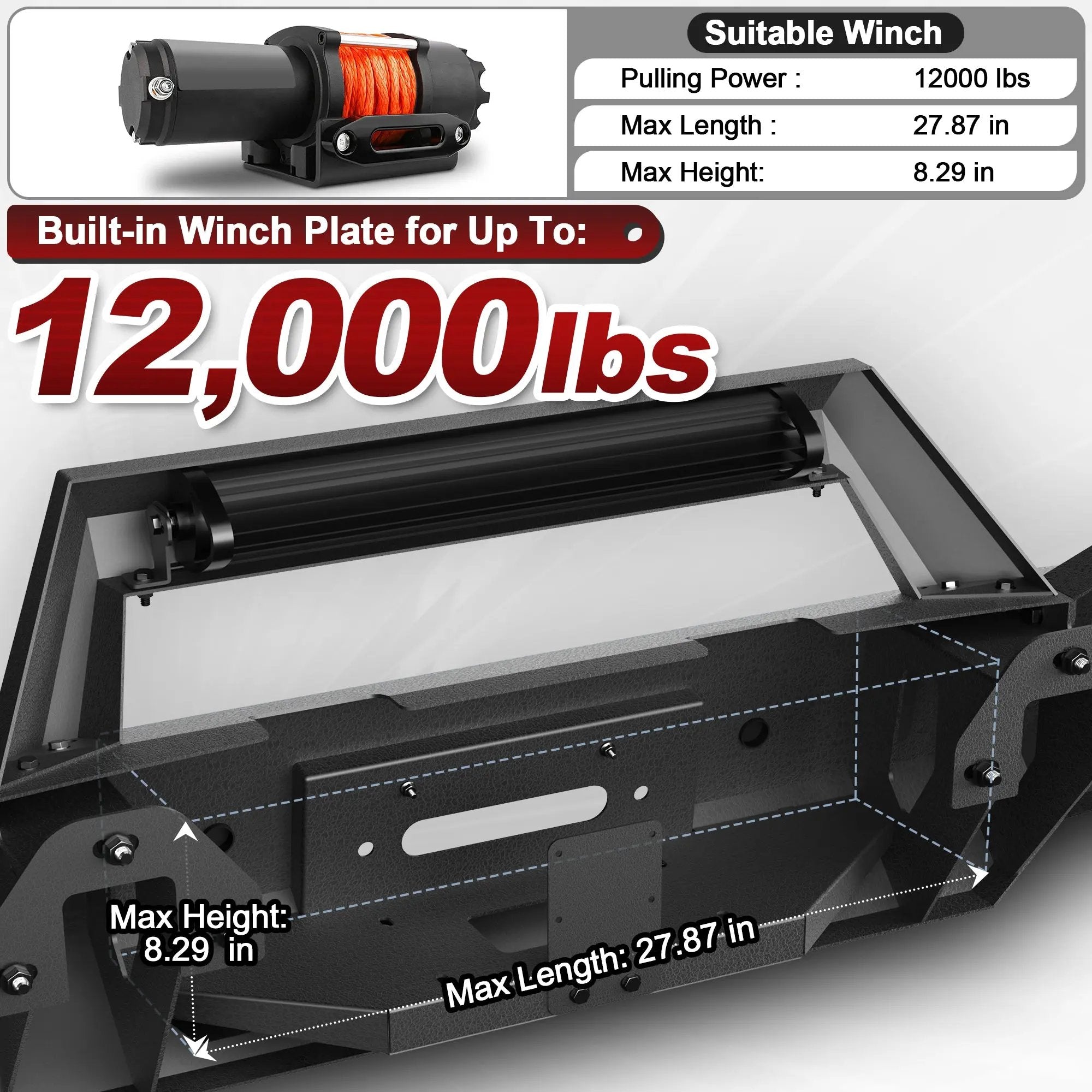 Aftermarket Truck Bumpers Fits 2016 2017 2018 GMC Sierra 1500 Front Bumper with Winch Plate - POFENZE