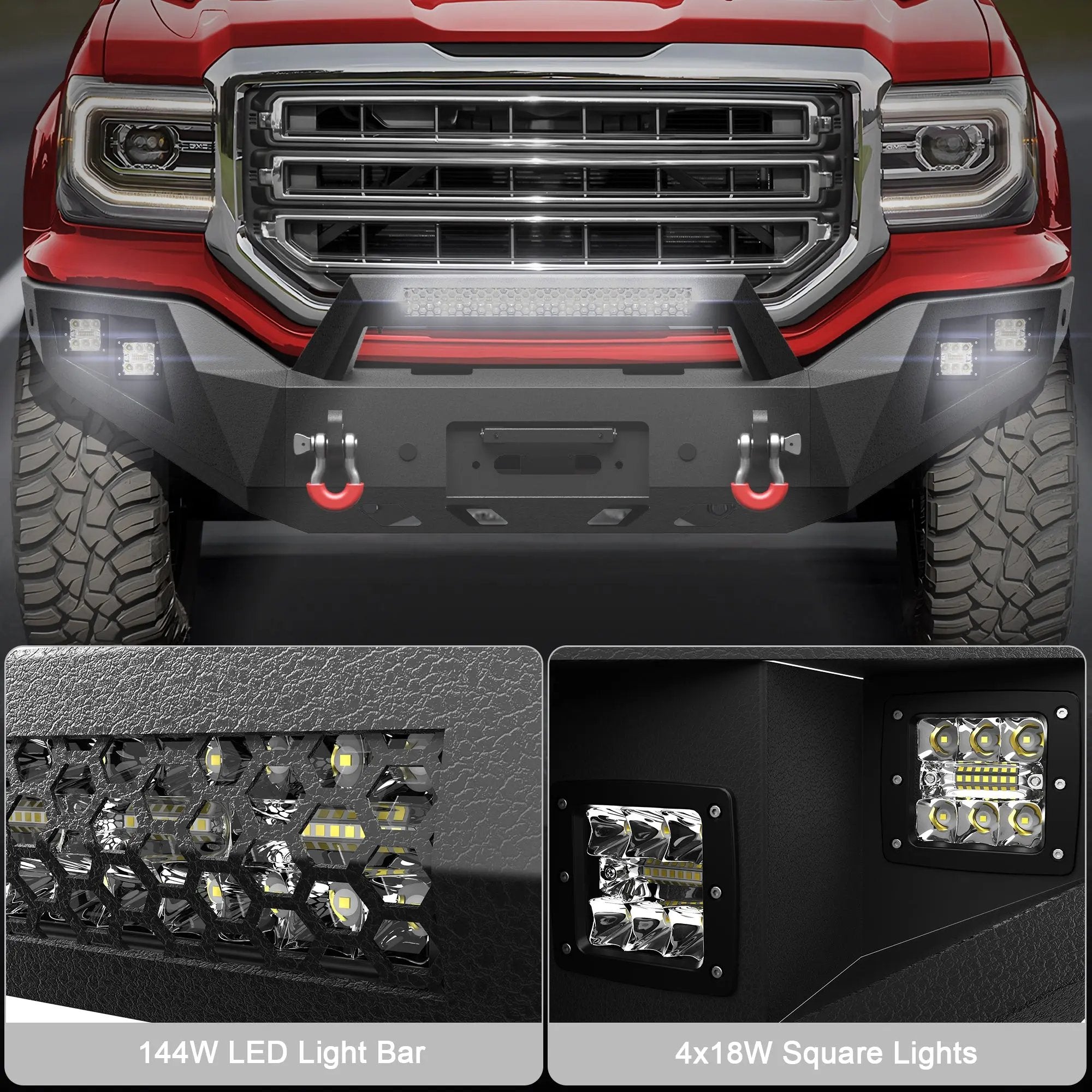 Aftermarket Truck Bumpers Fits 2016 2017 2018 GMC Sierra 1500 Front Bumper with Winch Plate - POFENZE