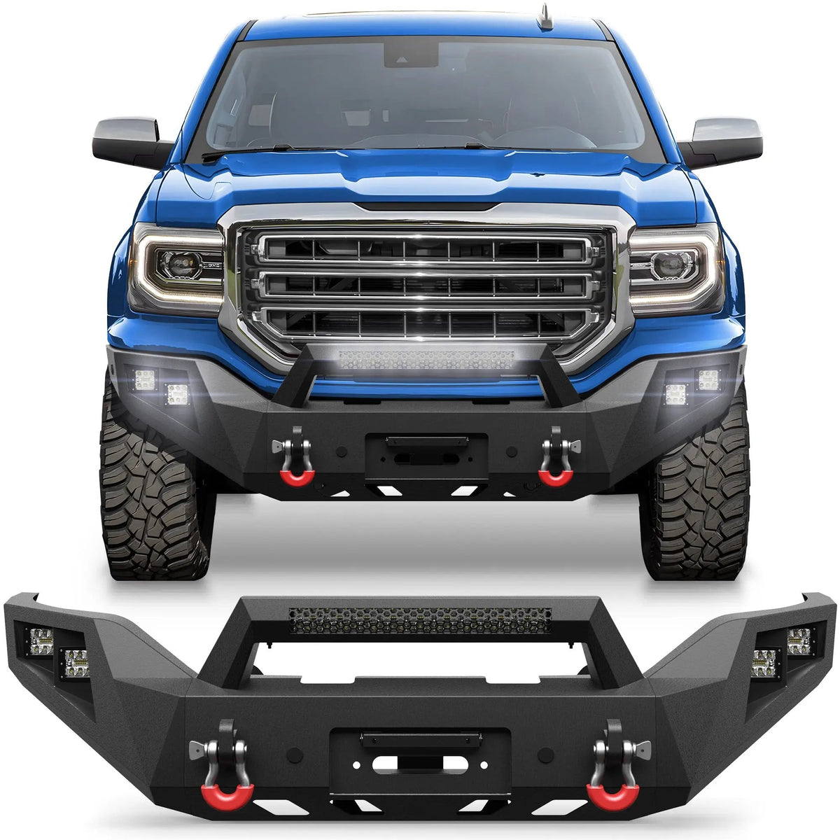 Steel Bumpers Fits 2016 2017 2018 GMC Sierra 1500 Front Bumper with Winch Plate