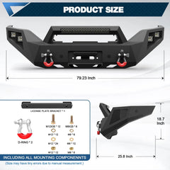 Steel Bumpers Fits 2016 2017 2018 GMC Sierra 1500 Front Bumper with Winch Plate