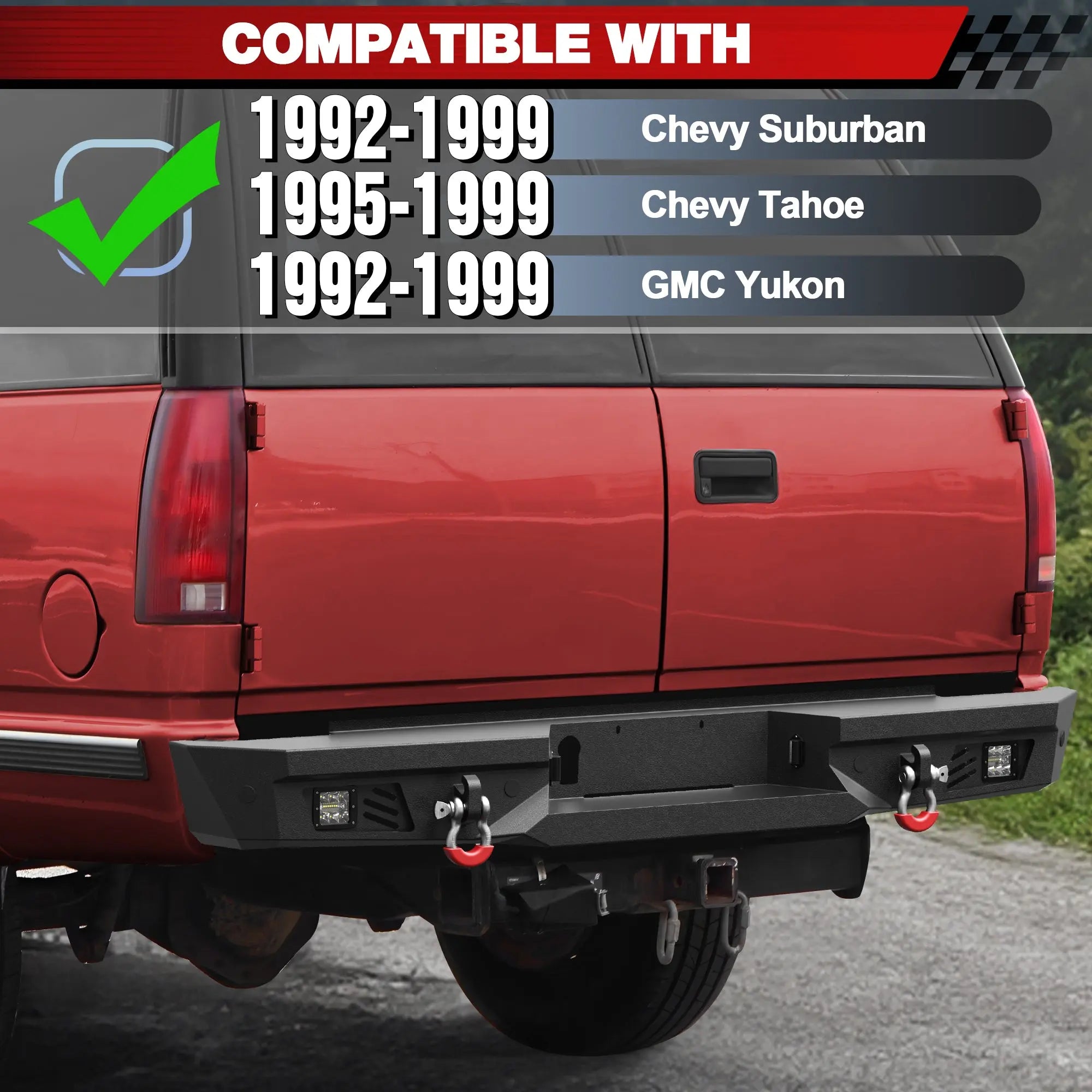 For 1992-1993-1994-1995-1996-1997-1998-1999 Chevy Suburban Tahoe & GMC Yukon Rear Bumper Steel Bumper - POFENZE