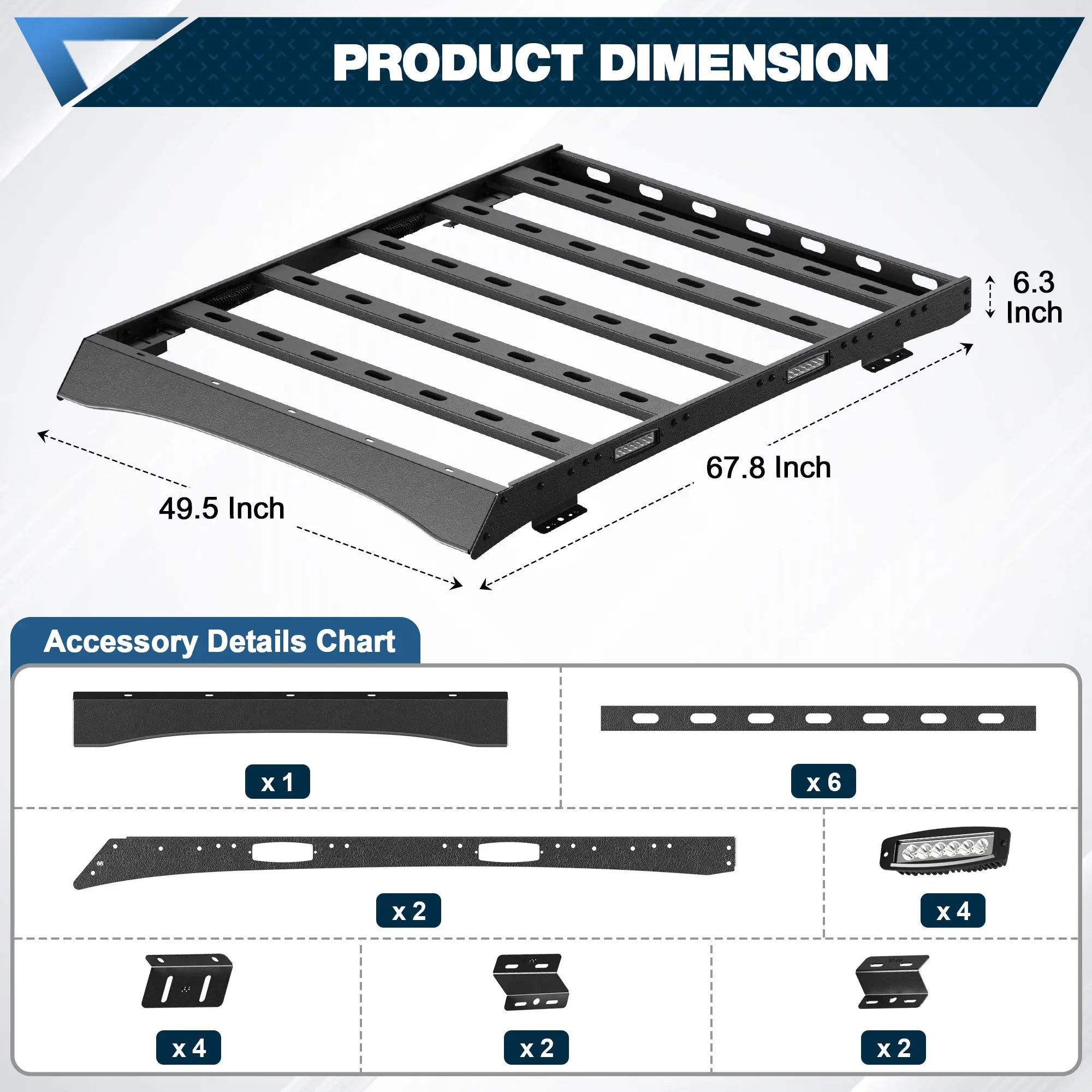 For 2017-2022 Ford F250/F350/F450 Roof Rack Car Roof Cargo Carrier Overlanding Roof Rack Cargo Baskets with Lights POFENZE