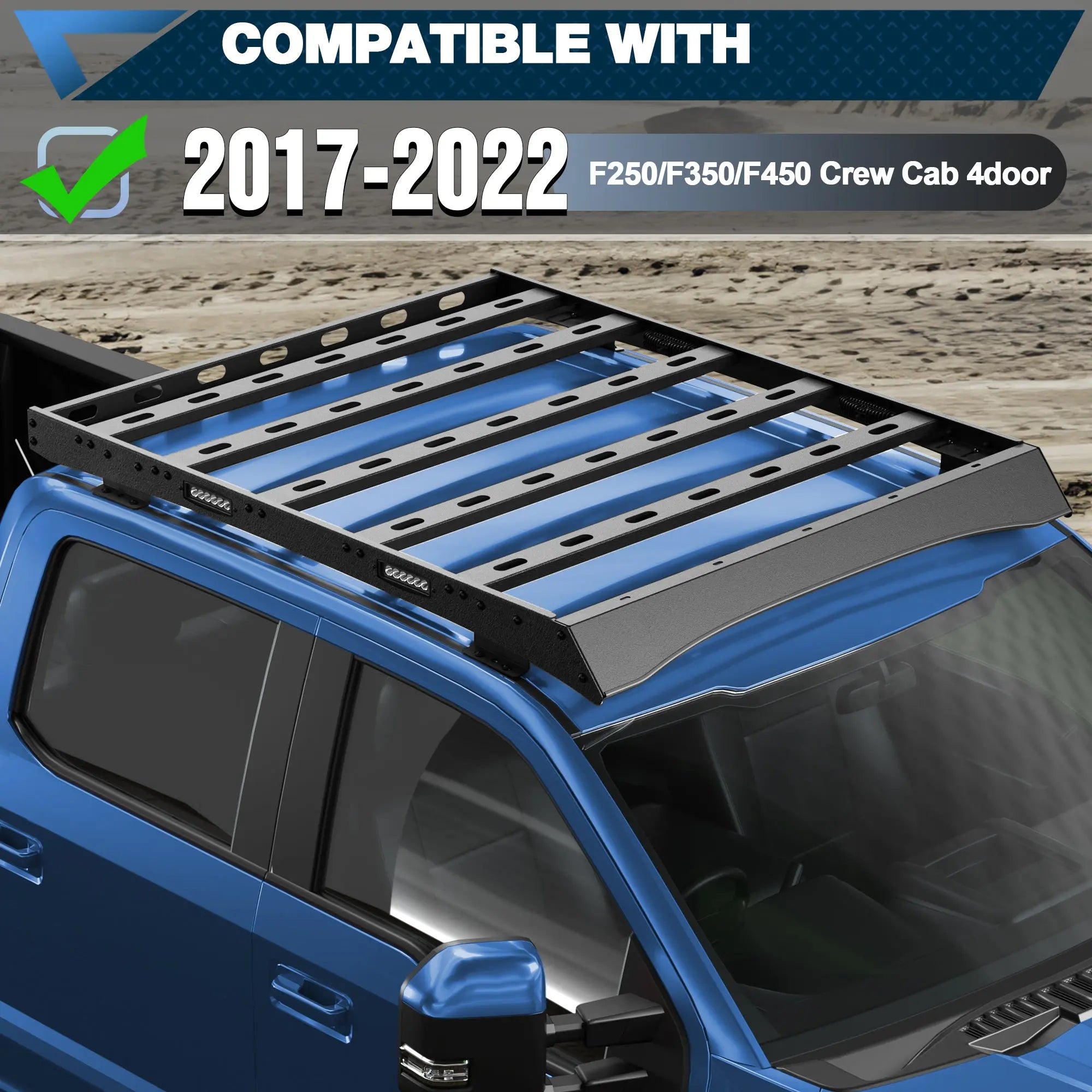 For 2017-2022 Ford F250/F350/F450 Roof Rack Car Roof Cargo Carrier Overlanding Roof Rack Cargo Baskets with Lights POFENZE