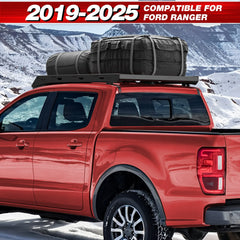 For 2019-2025 Ford Ranger Roof Rack Heavy Duty Truck Roof Rack 800LBS Capacity Cargo Basket Carrier for Camping, Overlanding, Road Trip - POFENZE
