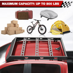 For 2019-2025 Ford Ranger Roof Rack Heavy Duty Truck Roof Rack 800LBS Capacity Cargo Basket Carrier for Camping, Overlanding, Road Trip - POFENZE
