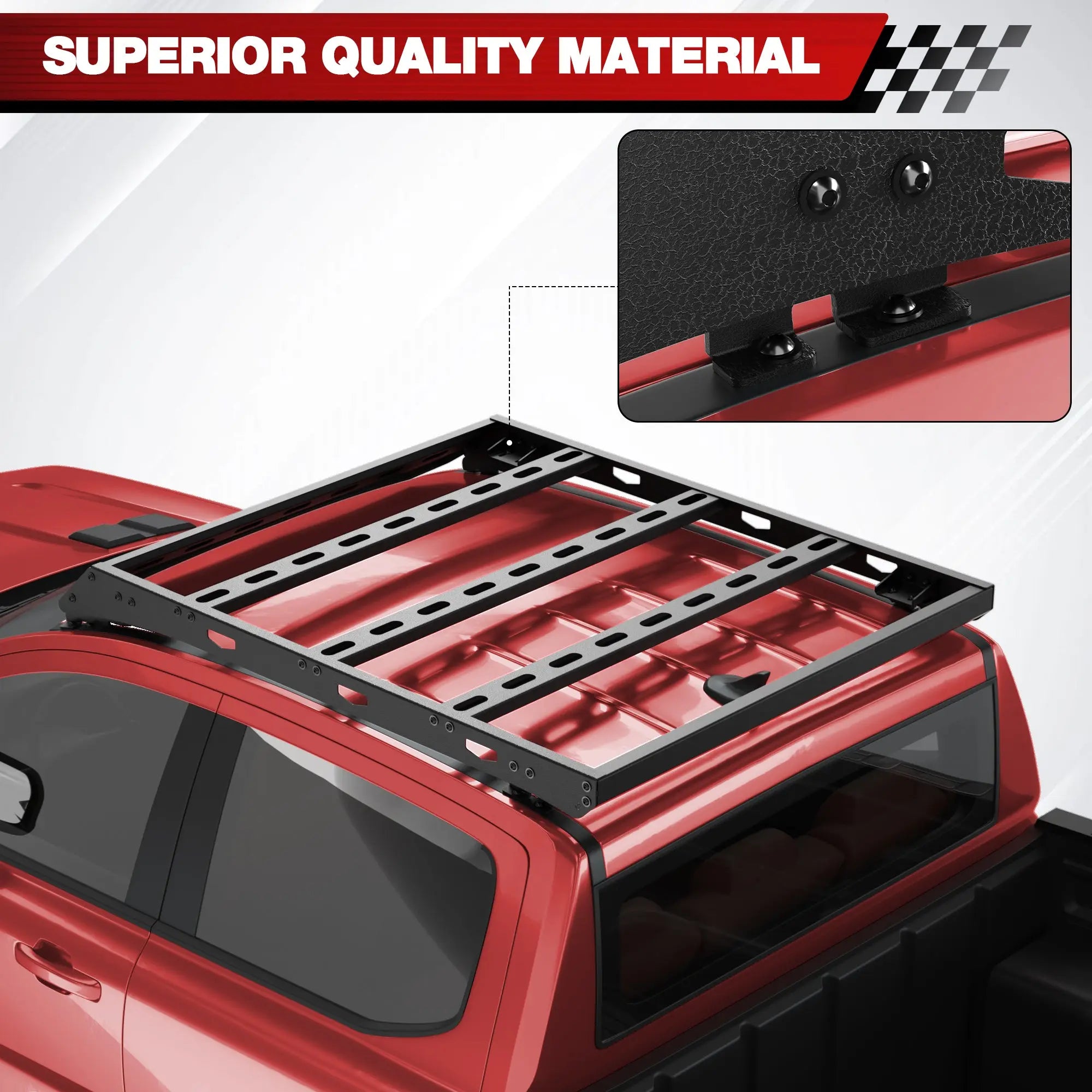 For 2019-2025 Ford Ranger Roof Rack Heavy Duty Truck Roof Rack 800LBS Capacity Cargo Basket Carrier for Camping, Overlanding, Road Trip - POFENZE