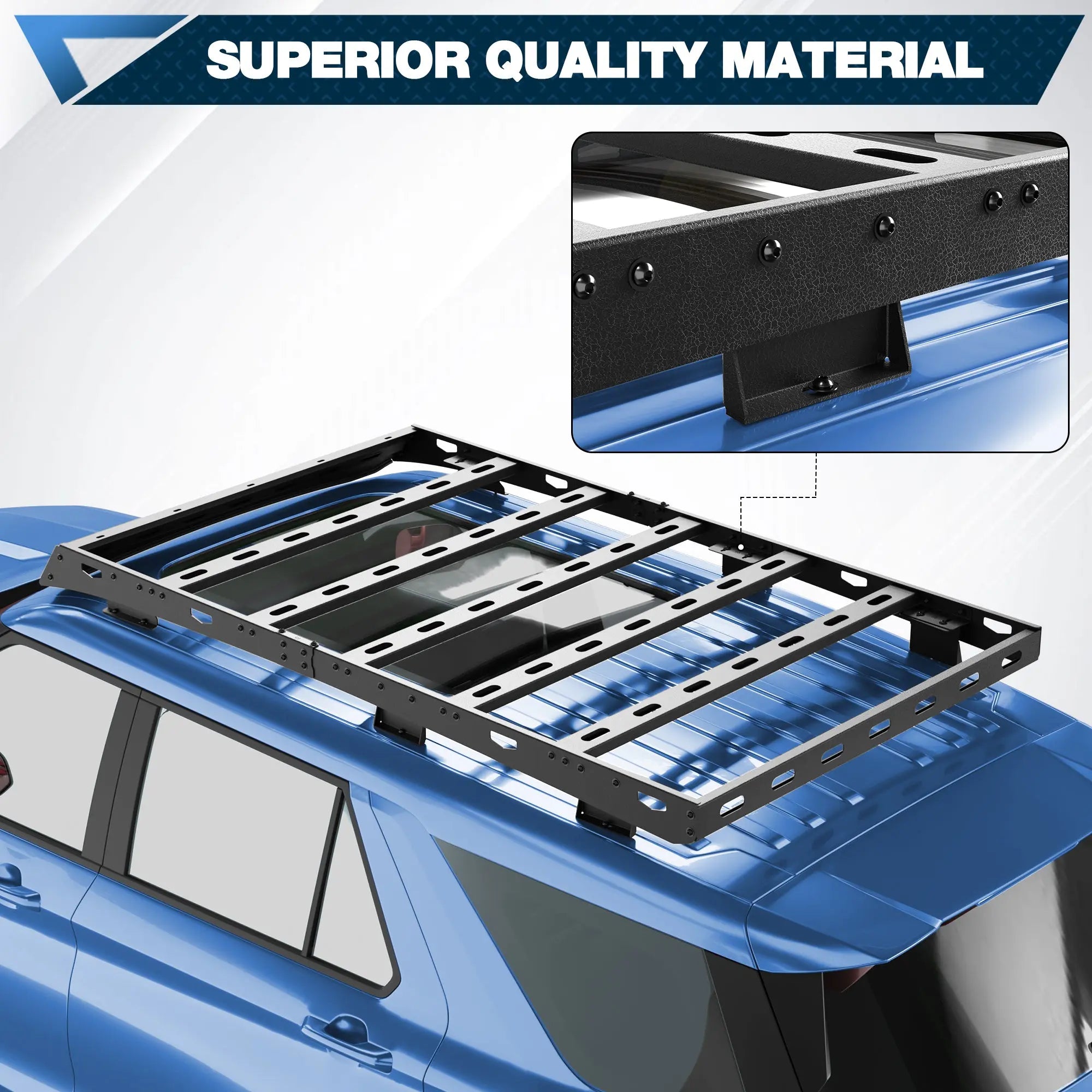 For 2020-2025 Ford Explorer Roof Rack Heavy Duty 69" Roof Rack for Ford Explorer 800LB Capacity Cargo Basket Carrier for Camping, Overlanding, Road Trip POFENZE