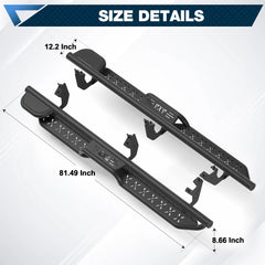 Ford Ranger Running Boards Side Steps for 2019-2026 Ford Ranger Super Crew Black Nerf Bars