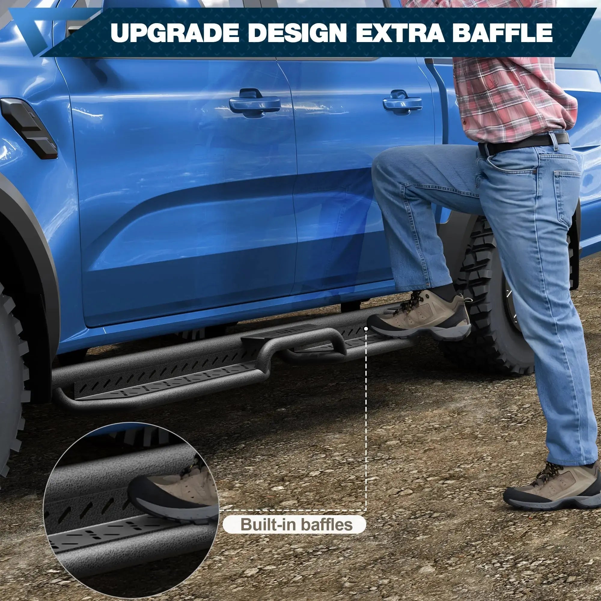 Ford Ranger Running Boards Side Steps for 2019-2026 Ford Ranger Super Crew Black Nerf Bars POFENZE 