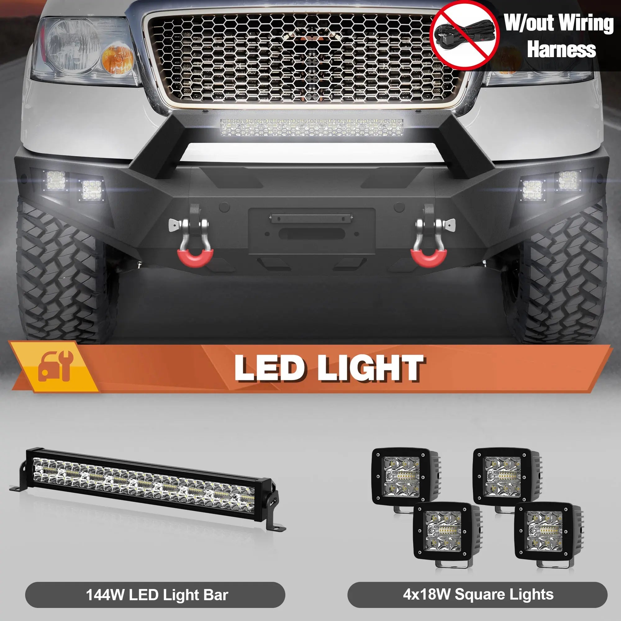 Front Bumper Compatible with Ford F150 2004-2008 POFENZE