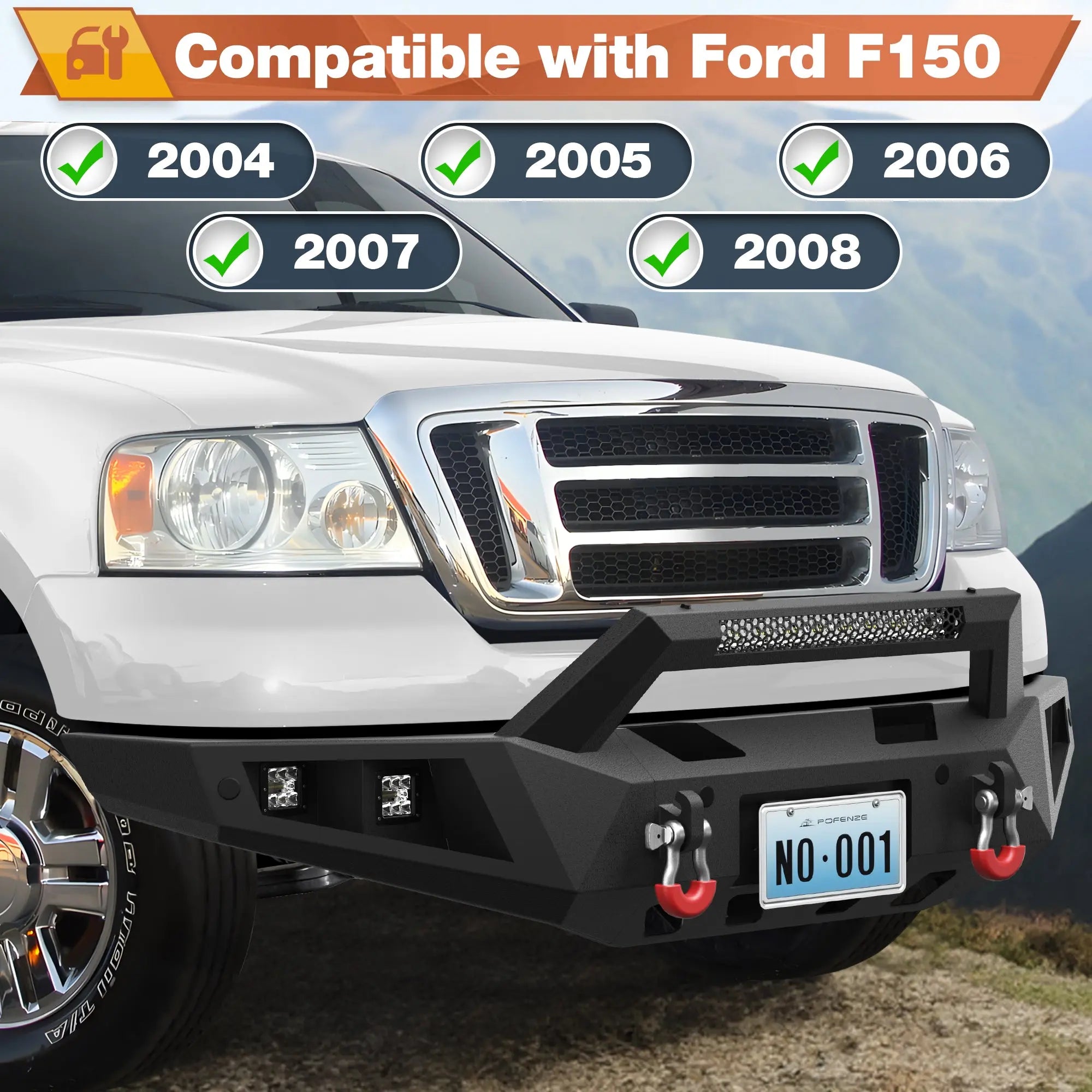 Front Bumper Compatible with Ford F150 2004-2008 POFENZE