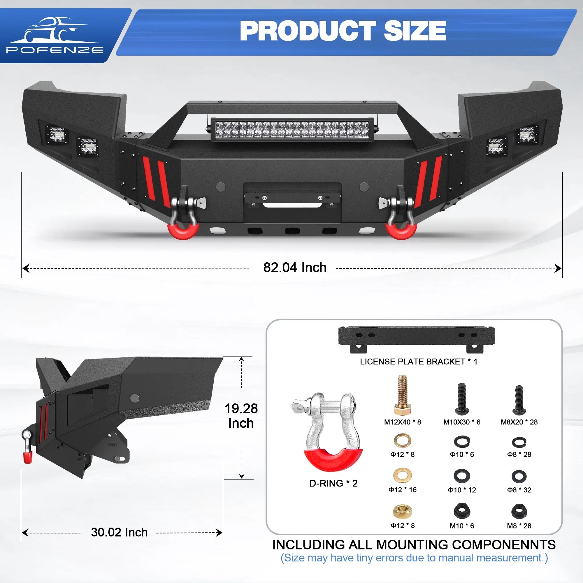 Front Bumper Compatible with GMC Sierra 2500/3500 HD 2011-2014, Textured Black Pickup Truck Bumper for 2011-2014 GMC Sierra 2500 3500, with Winch Plate, Lights and D-rings POFENZE