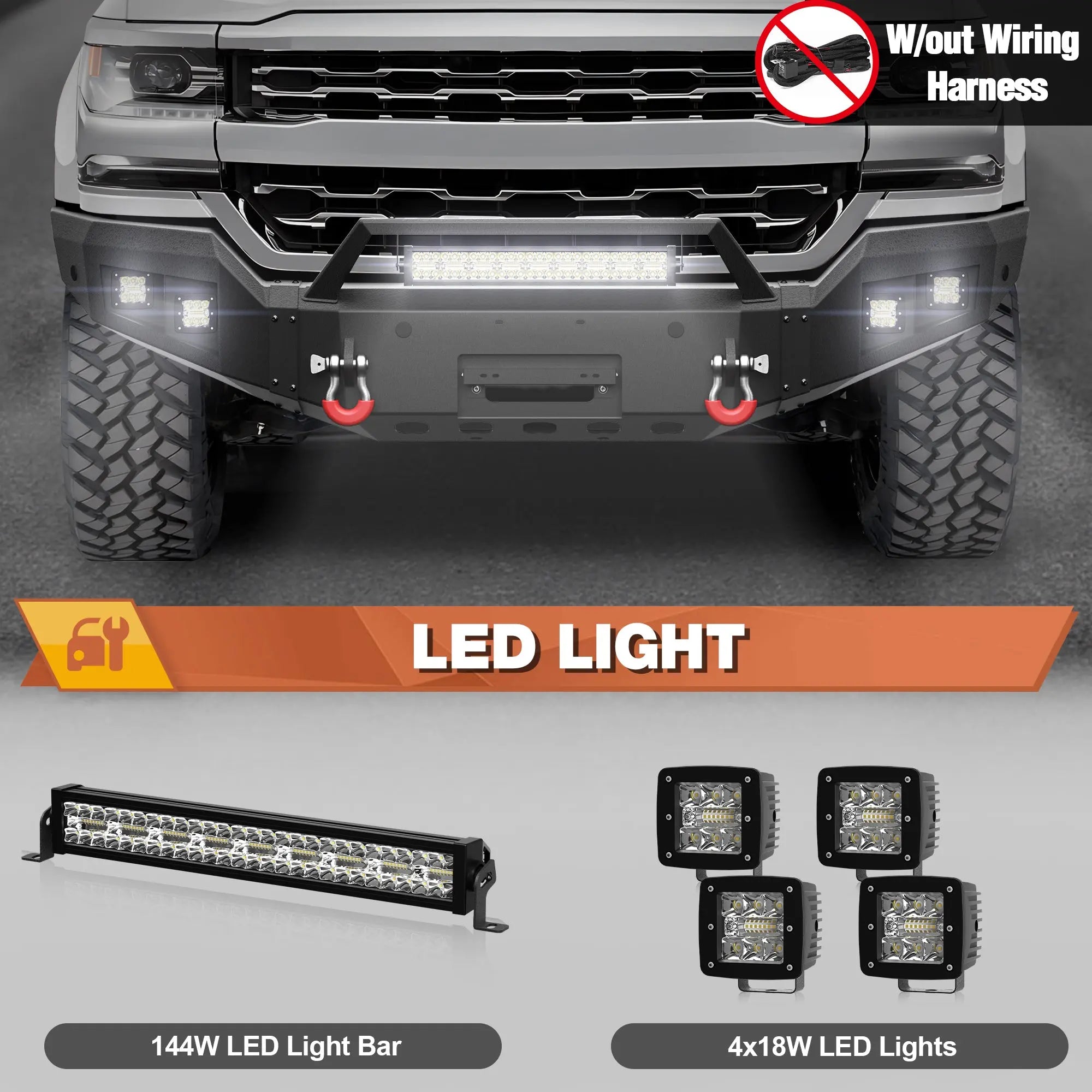 Front Bumper Compatible with Silverado 1500 Truck Bumper for Chevy Silverado 2016-2018 POFENZE