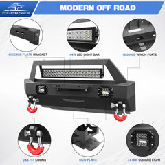 Front Bumper Compatible with Toyota 5th Gen 4Runner 2010-2023 Truck Bumper with 3 LED Lights D-rings POFENZE