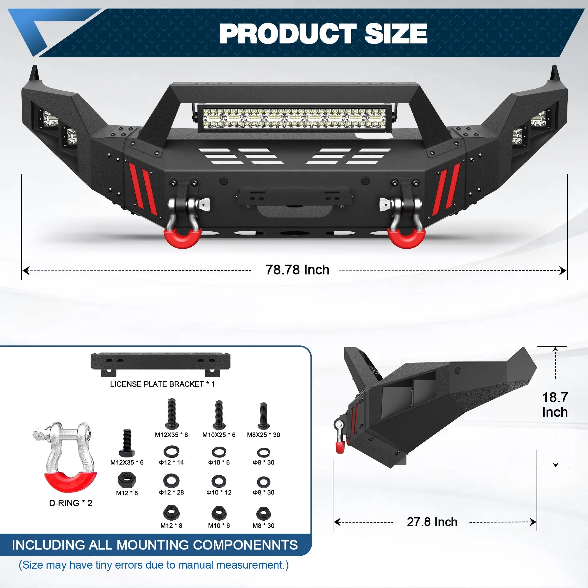 Front Bumper Fits 2013-2018 Dodge Ram 1500 and 2019-2024 Ram 1500 Classic Truck Bumper with Winch Plate - POFENZE