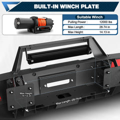 Front Bumper Full Width Offroad Bumper for 2020-2023 Chevrolet Silverado 2500/3500 w/Winch Plate, 144W Light Bar, 4x18w Lights, D-rings, License Plate Bracket POFENZE